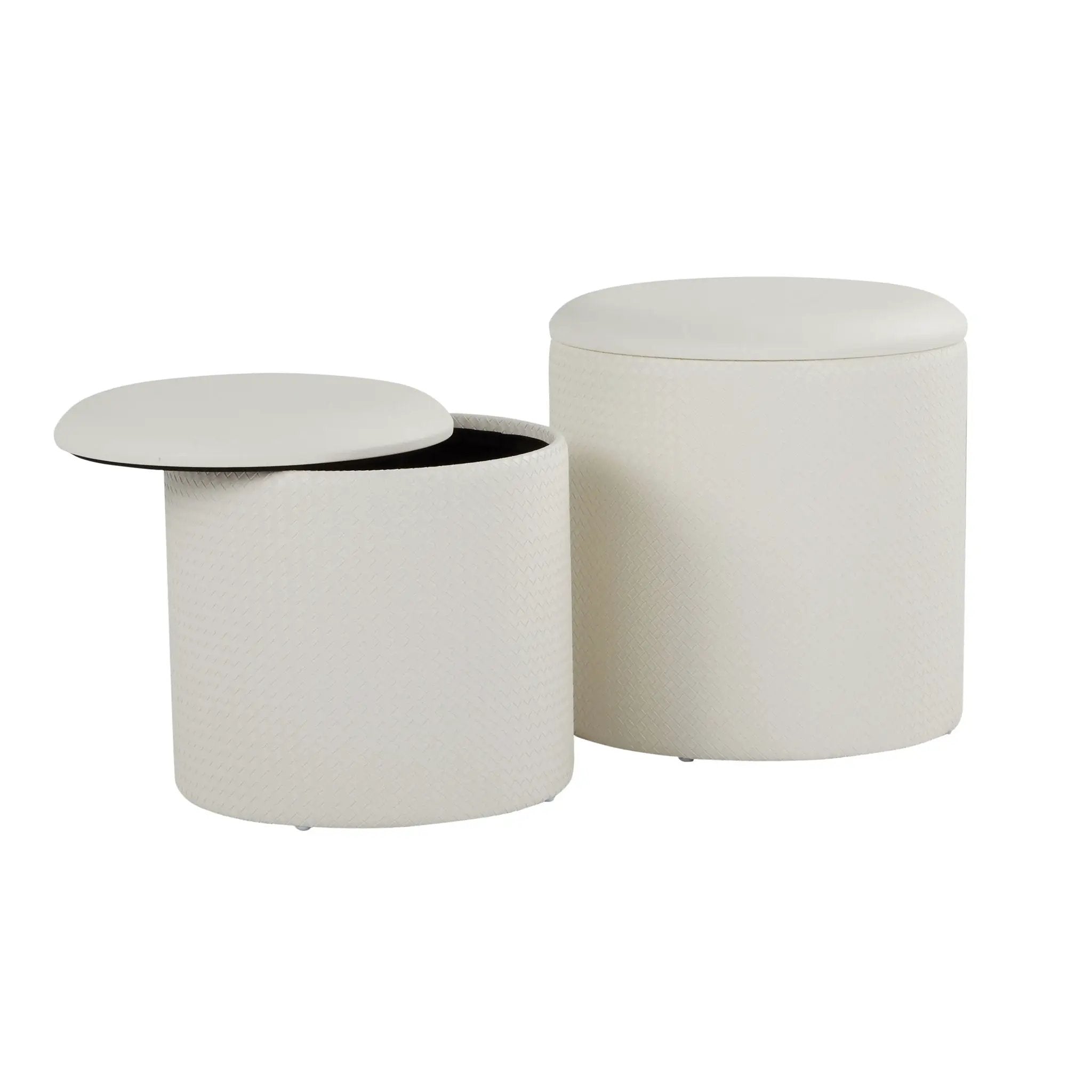 Maverick - Contemporary Nesting Ottoman Set With - Cream by HouseOfZazla