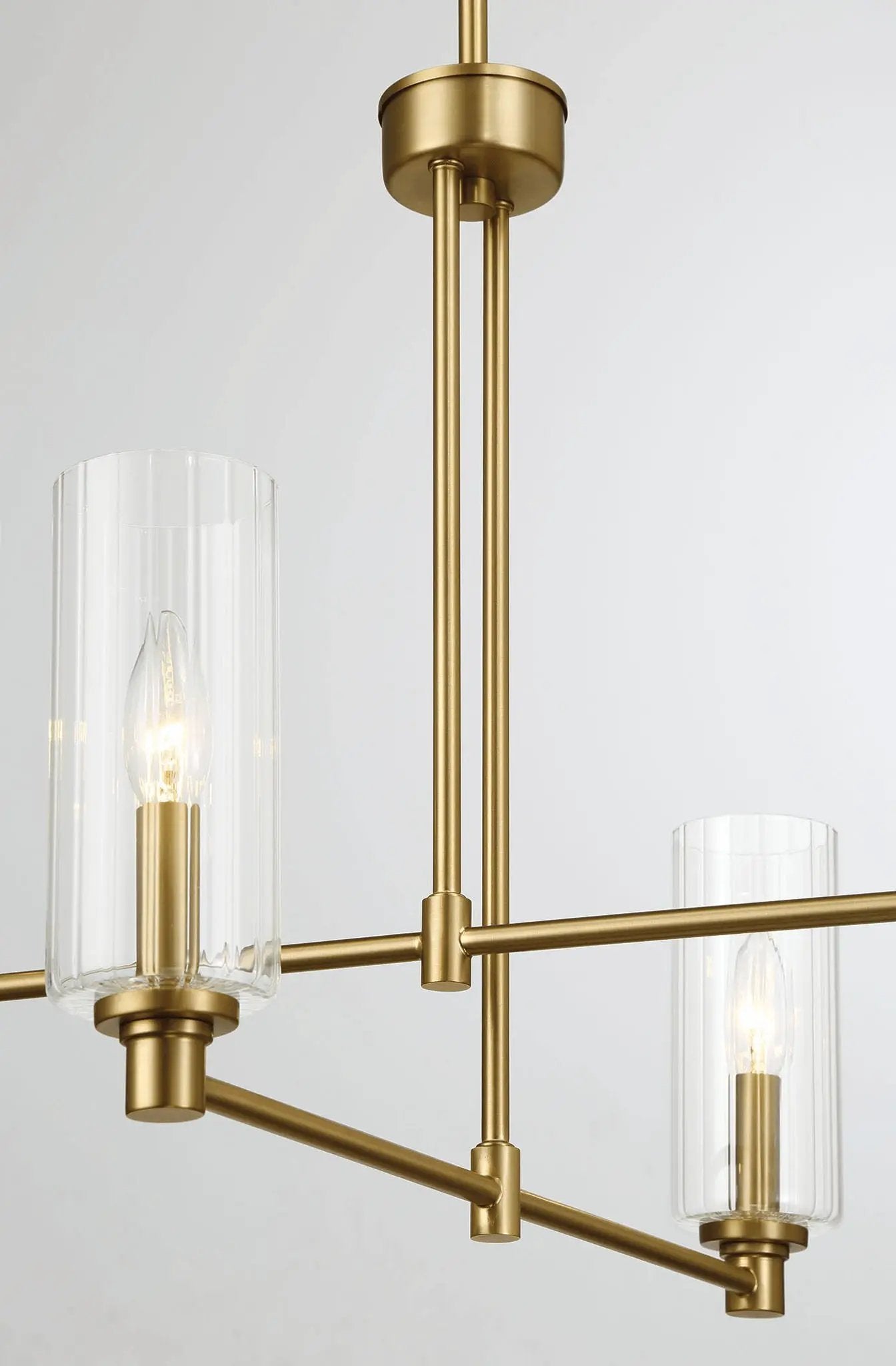 Enigma - 4 Lights Chandelier With Clear Ribbed Satin - Antique Brass / Clear / Gold by Unique Piece Furniture