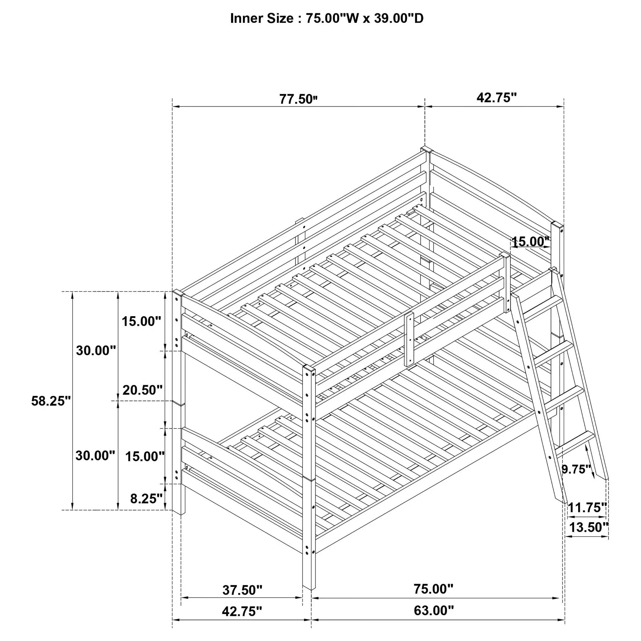 Kerr - Twin Over Twin Bunk Bed - Gray by HouseOfZazla