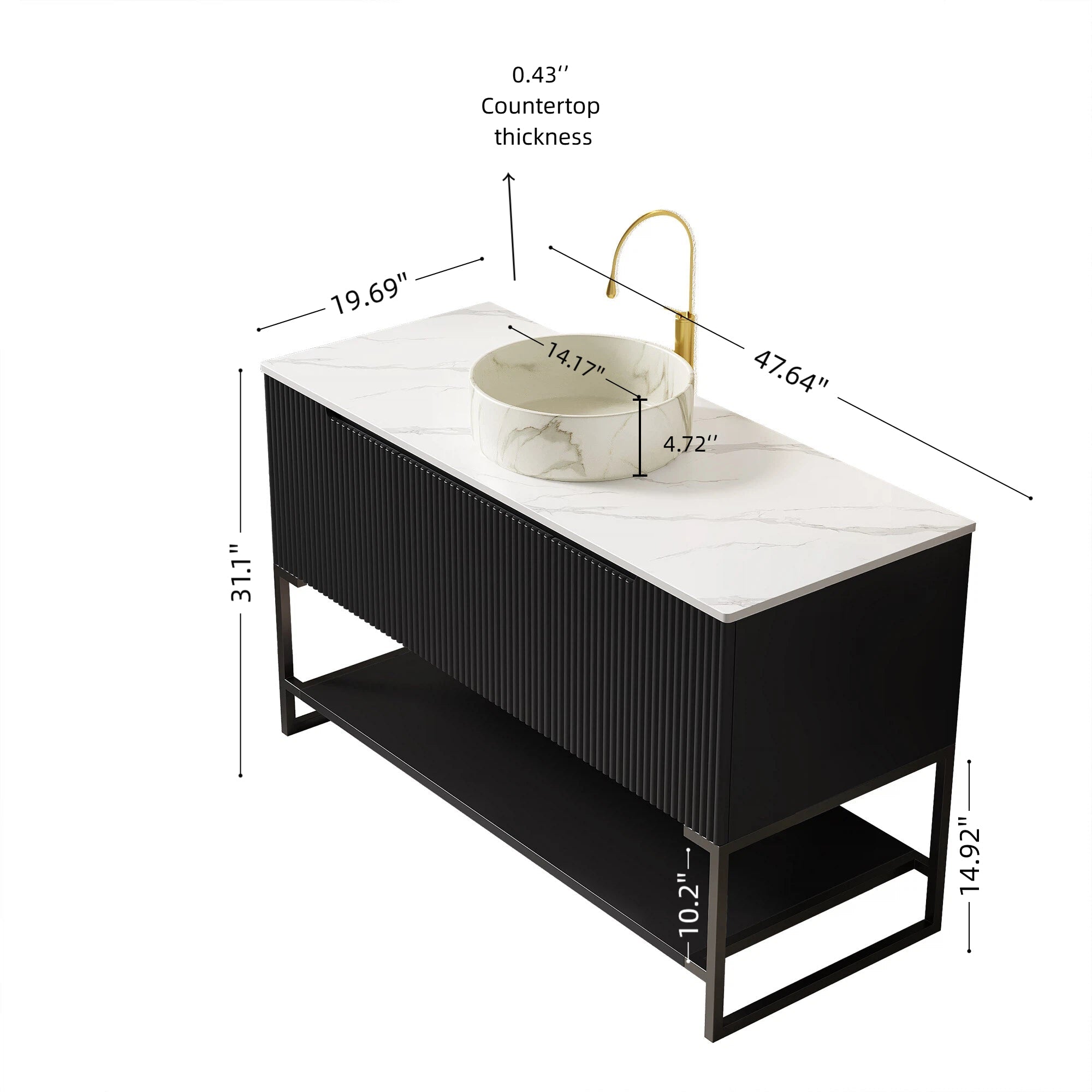 Tulio 48" Bathroom Vanity & Sink, Freestanding Storage Cabinet by HouseOfZazla