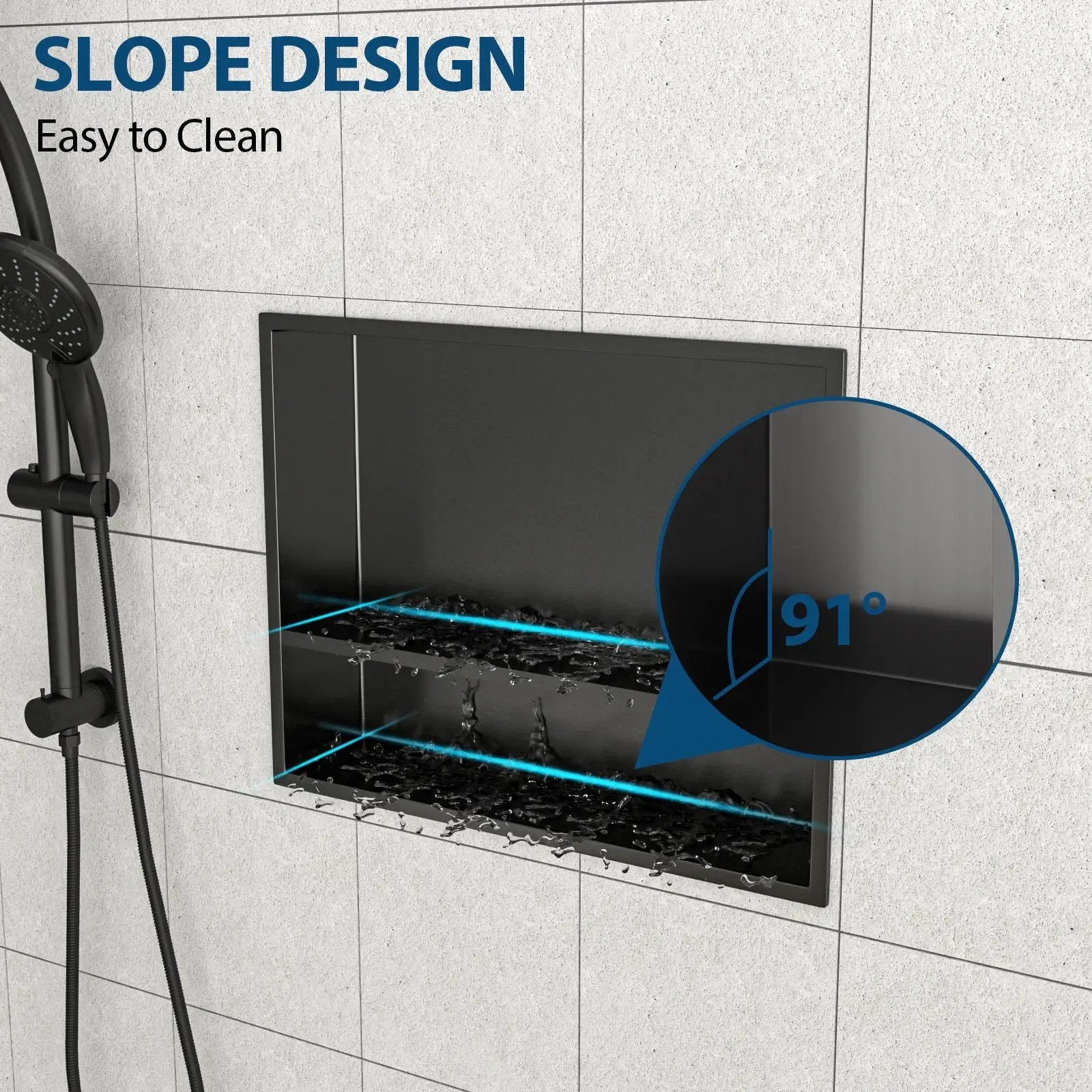 Modern Stainless Steel Shower Niche Double Shelf For Bathroom by HouseOfZazla