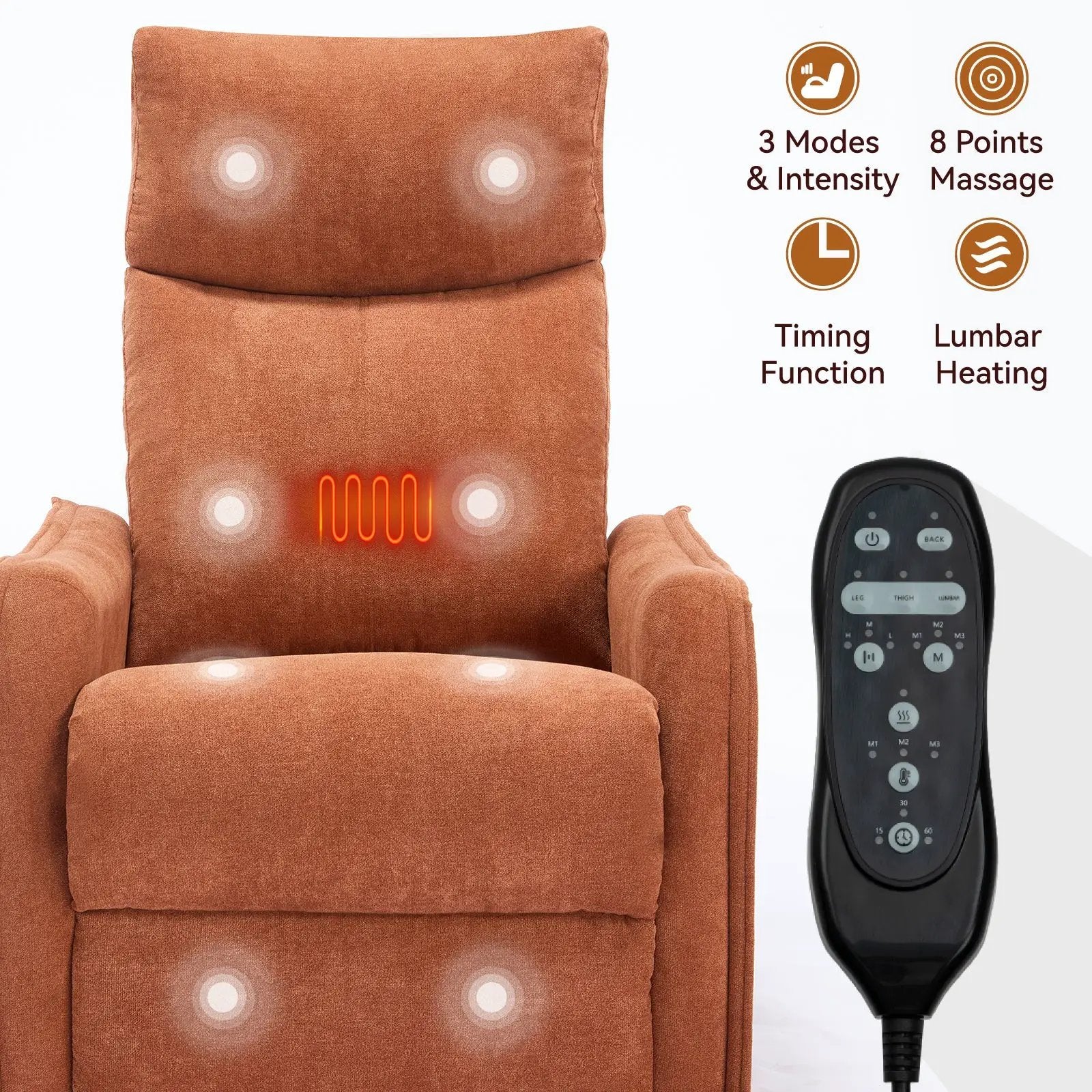 Heat Massage Manual Recliner Chair with Rocker & Swivel by HouseOfZazla