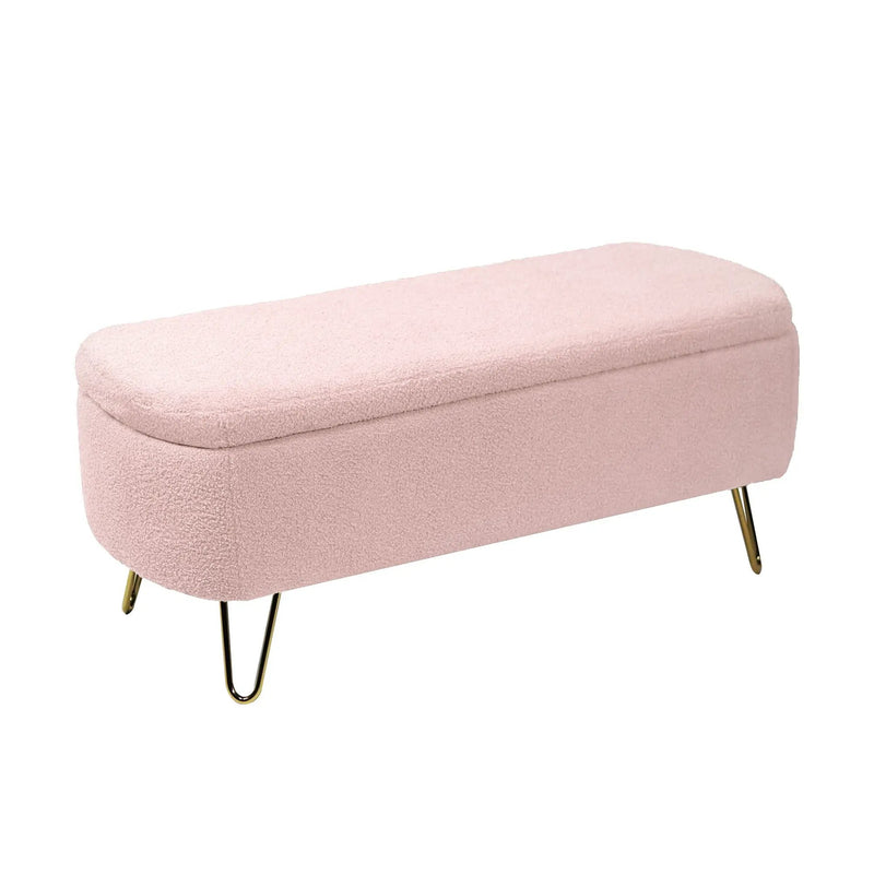 Storage Ottoman Bench For End Of Bed Legs, Modern Camel Faux Fur Entryway Bench Upholstered Padded With Storage For Living Room Bedroom by Unique Piece Furniture