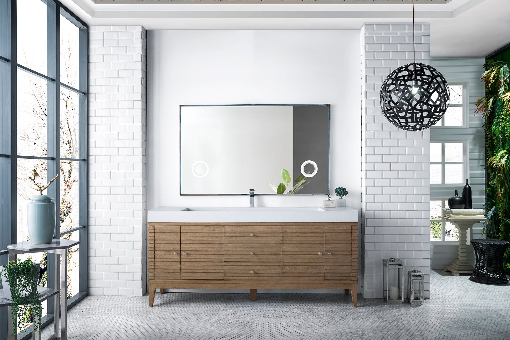 James Martin Linear 72" Single Bathroom Vanity, Whitewashed Walnut, view 4