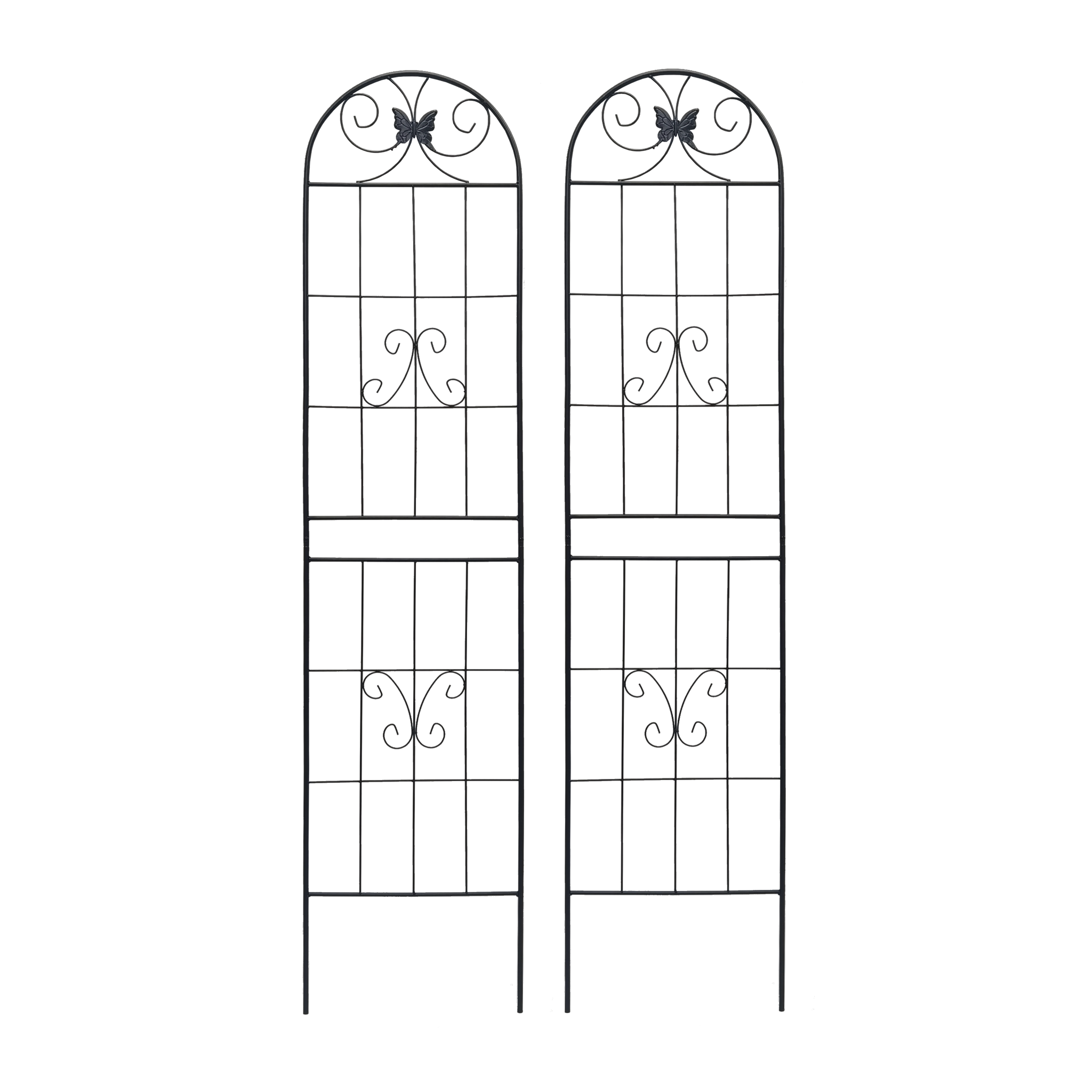 4 Pack Metal Garden Trellis 86.7" x 19.7" Rustproof Trellis for Climbing Plants Outdoor Flower Support Black by HouseOfZazla