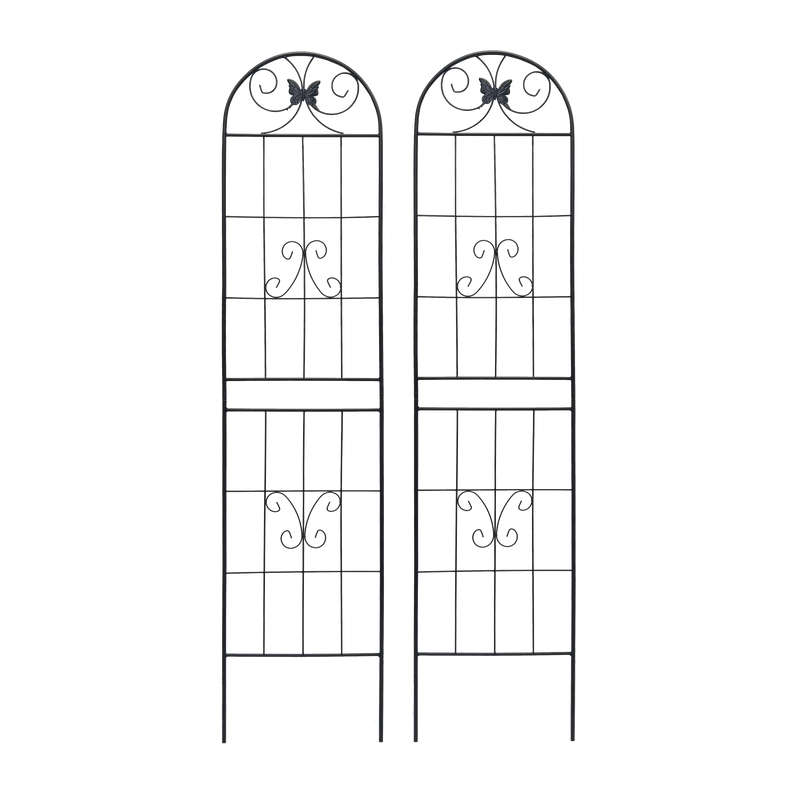 4 Pack Metal Garden Trellis 86.7" x 19.7" Rustproof Trellis for Climbing Plants Outdoor Flower Support Black by HouseOfZazla