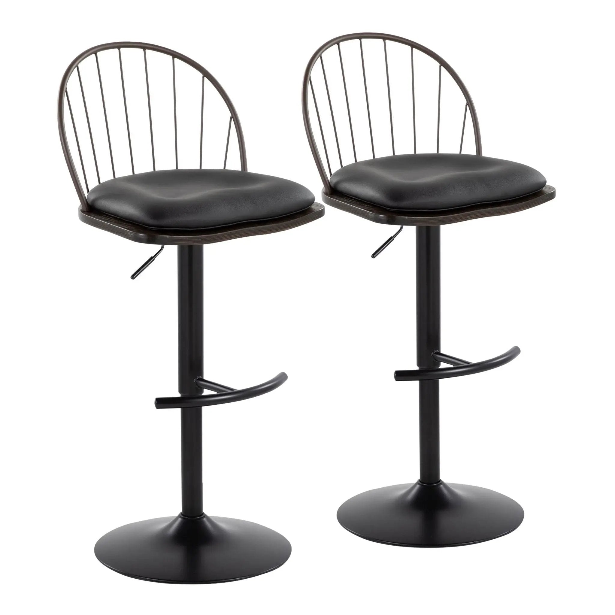 Riley - Farmhouse Adjustable Height Barstool With Swivel With Rounded T Footrest (Set of 2) by Unique Piece Furniture