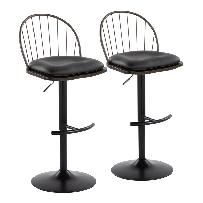 Riley - Farmhouse Adjustable Height Barstool With Swivel With Rounded T Footrest (Set of 2) by Unique Piece Furniture