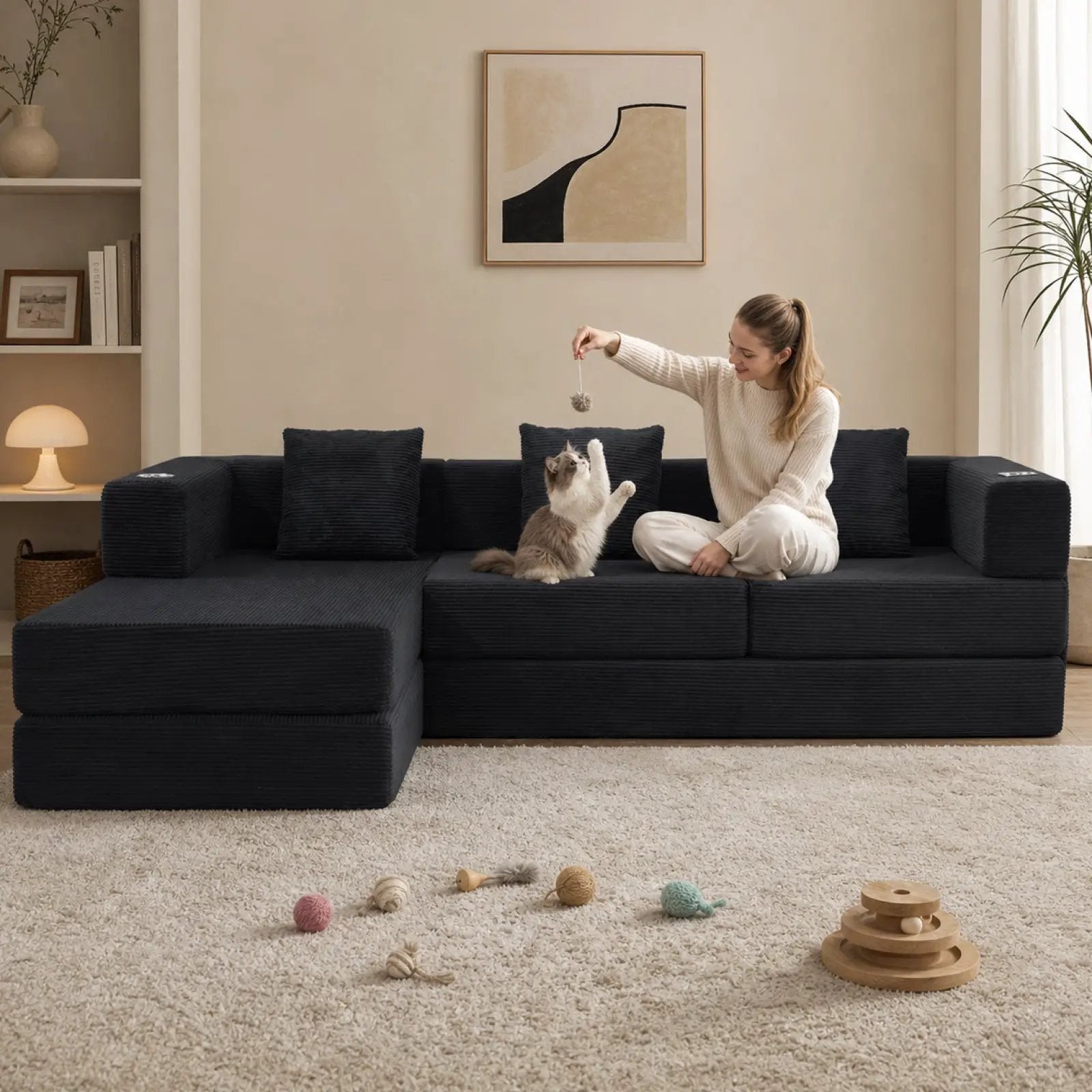 108" Modular Sectional Sofa with L-Shape Chaise by HouseOfZazla