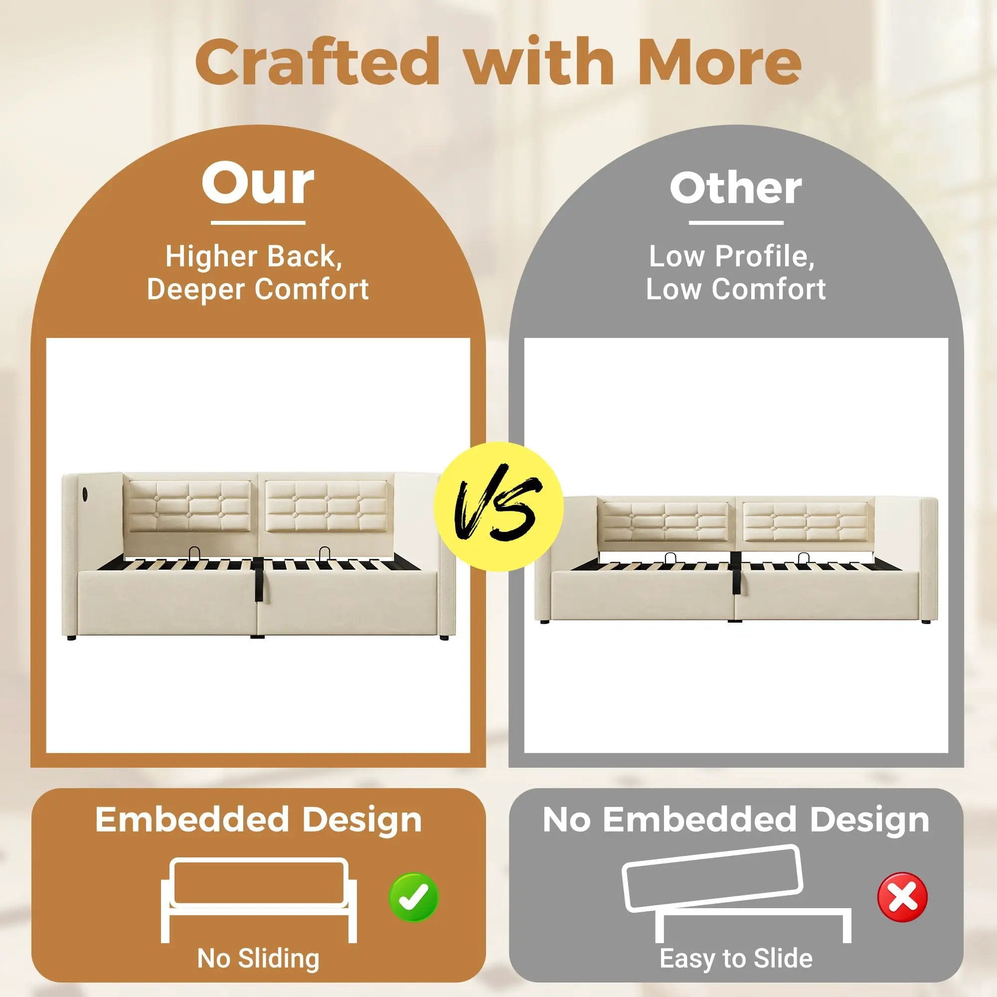Upholstered Hydraulic Storage Daybed With USB & Type C Charging by HouseOfZazla