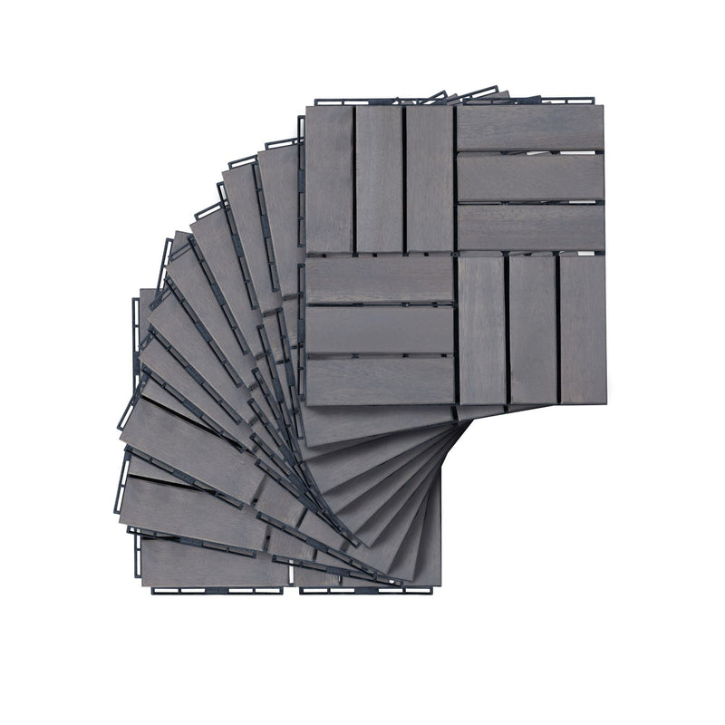 Acacia Wood Interlocking Deck Tiles Checker Pattern For Outdoor Flooring by HouseOfZazla