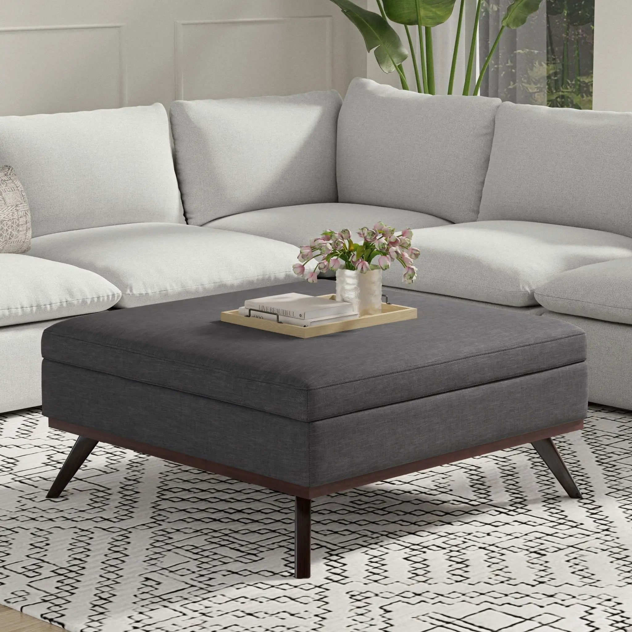 Owen - Multifunctional Square Coffee Table Storage Ottoman by HouseOfZazla