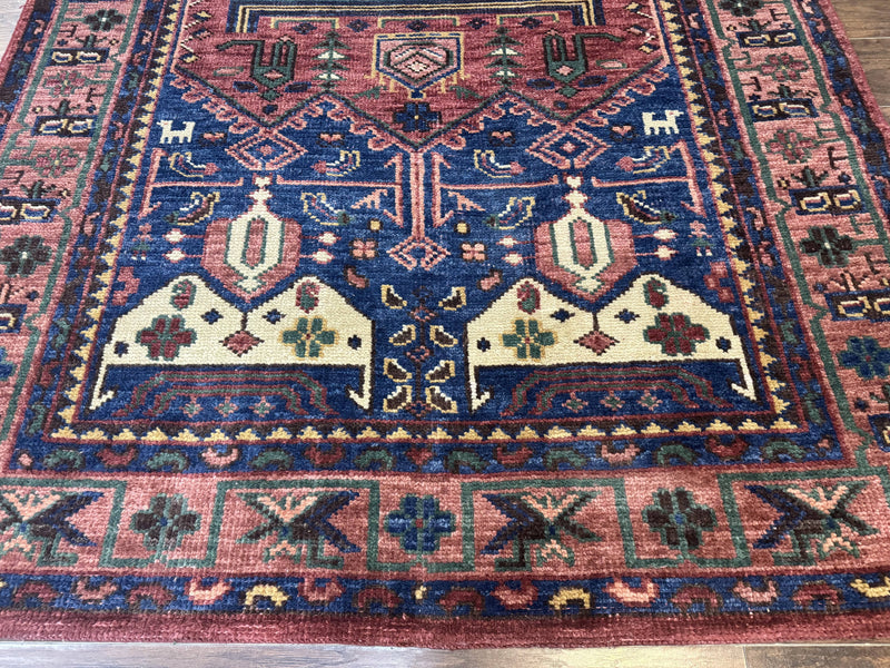 Persian Tribal Heriz Design Rug 6x9, Pottery Barn Rug, Hand Knotted Wool Vintage Rug by Jewel Rugs