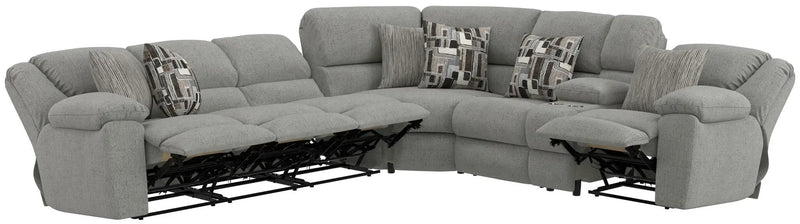 Quinn - 3 Piece Reclining Sectional With 4 Reclining Seats, Storage Arms, Storage Console With Lights, And Drop Down Table - Nature by Unique Piece Furniture