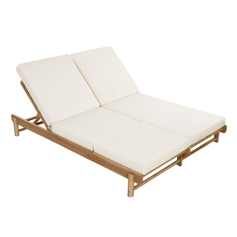 Light Teak Acacia Wood Double Chaise Lounger Set, photo 6 of 10