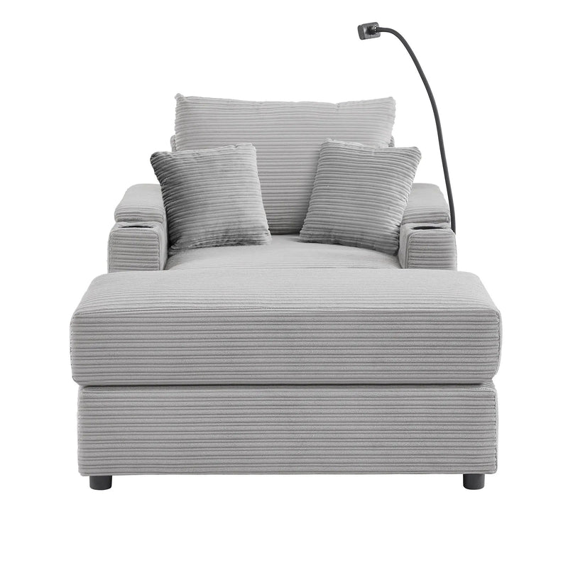 Modern Style Loveseat Sofa Sectional Sofa Couch With Storage Space, A Movable Ottoman, Two USB Ports, Two Cup Holders, A Phone Holder For Living Room by HouseOfZazla