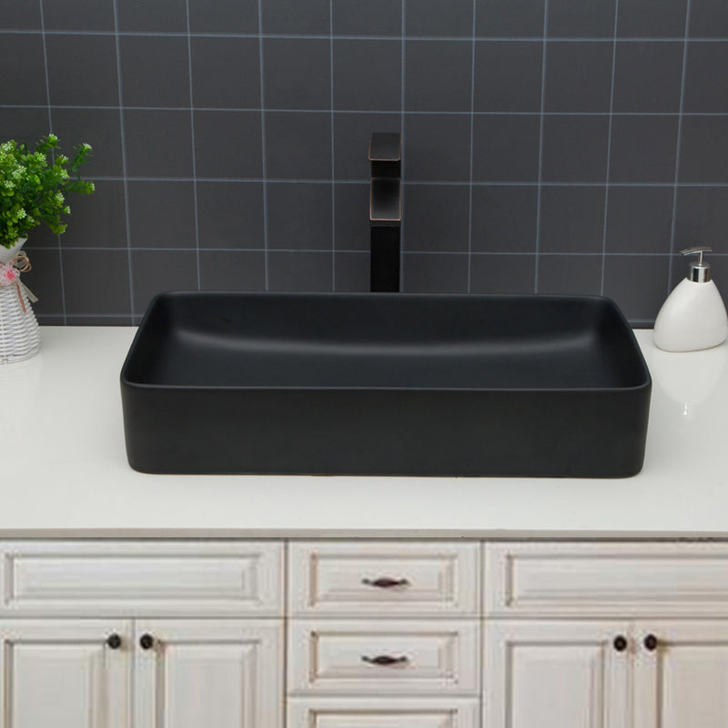 Modern Ceramic Rectangular Bathroom Vessel Sink With European Design by HouseOfZazla