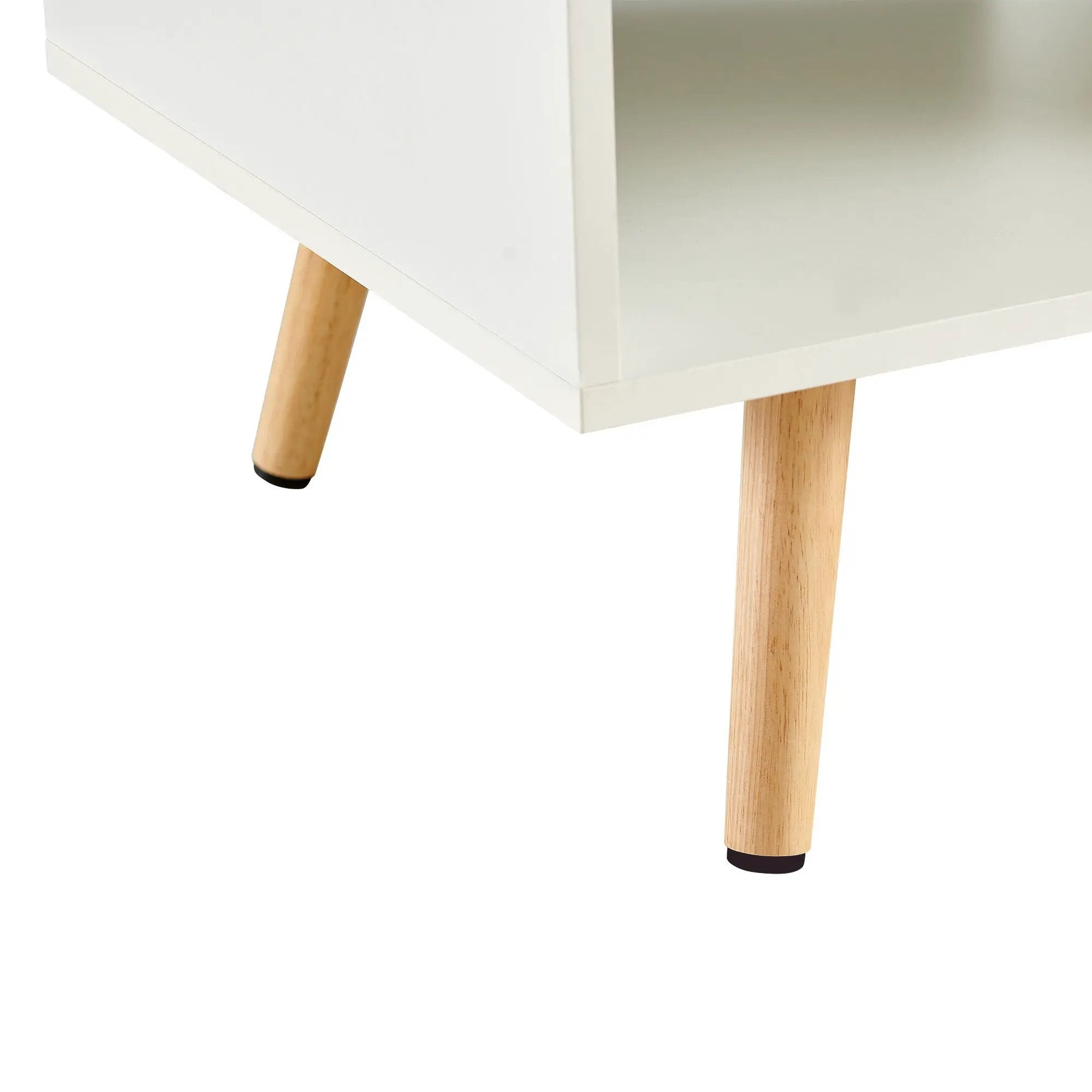 Modern Rectangle Coffee Table With Legs, Sliding Drawer For Storage - White by HouseOfZazla