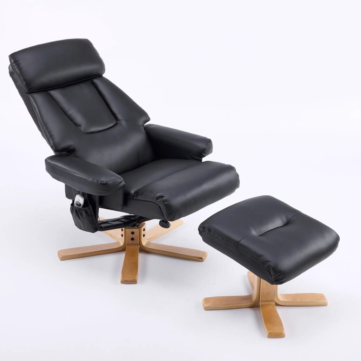 Upholstered Heated Massage 360° Swivel Accent Chair With Ottoman by HouseOfZazla