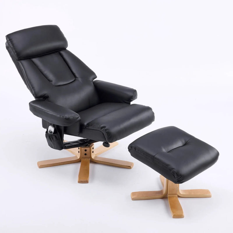 Upholstered Heated Massage 360° Swivel Accent Chair With Ottoman by HouseOfZazla