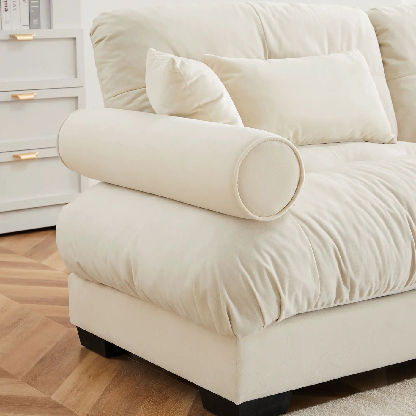 Modern Sofa With Bolstered Armrests And Pillows by HouseOfZazla