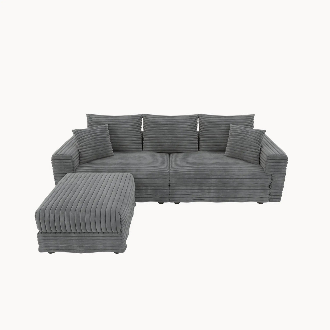 Deep Seat Convertible Sofa With Soft Pillows And Ottomans by HouseOfZazla