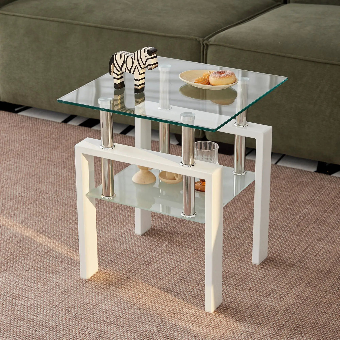 Tempered Glass Table With Storage by HouseOfZazla