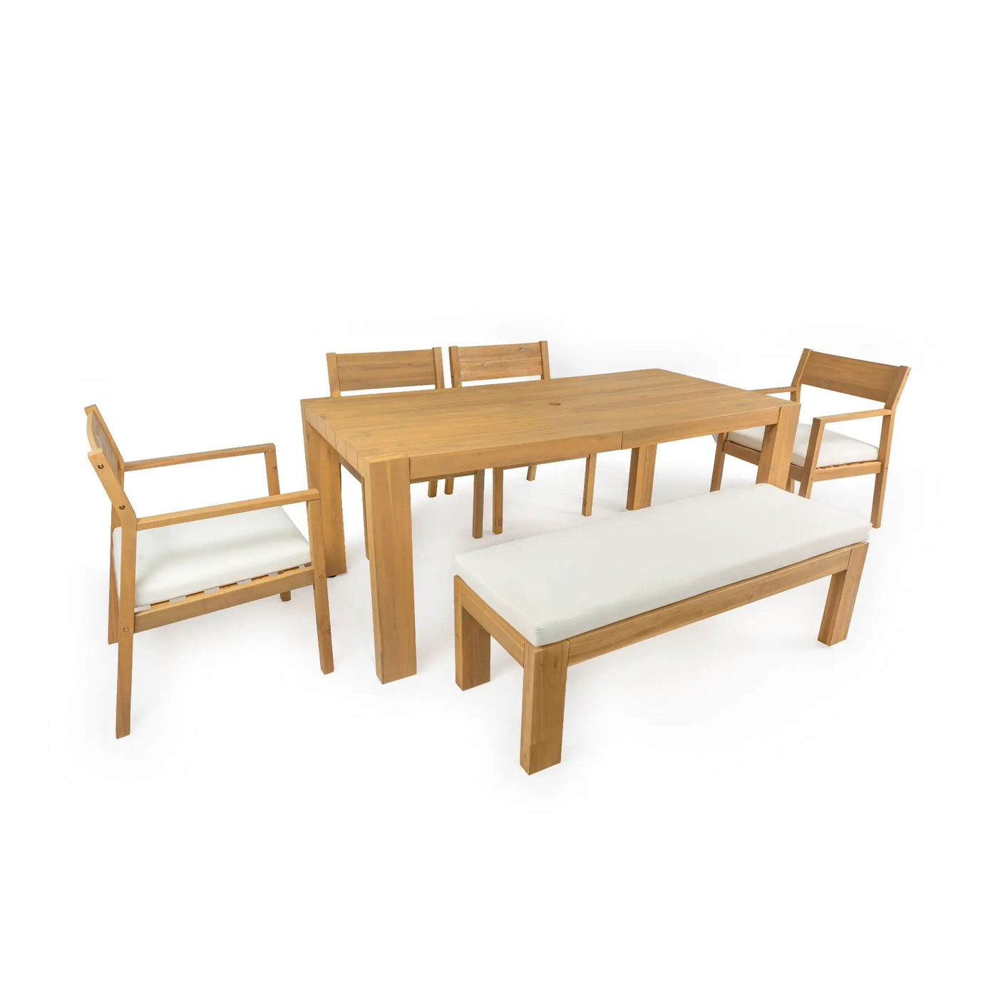 Outdoor Dining Set Rectangular Table With Umbrella Hole by Unique Piece Furniture