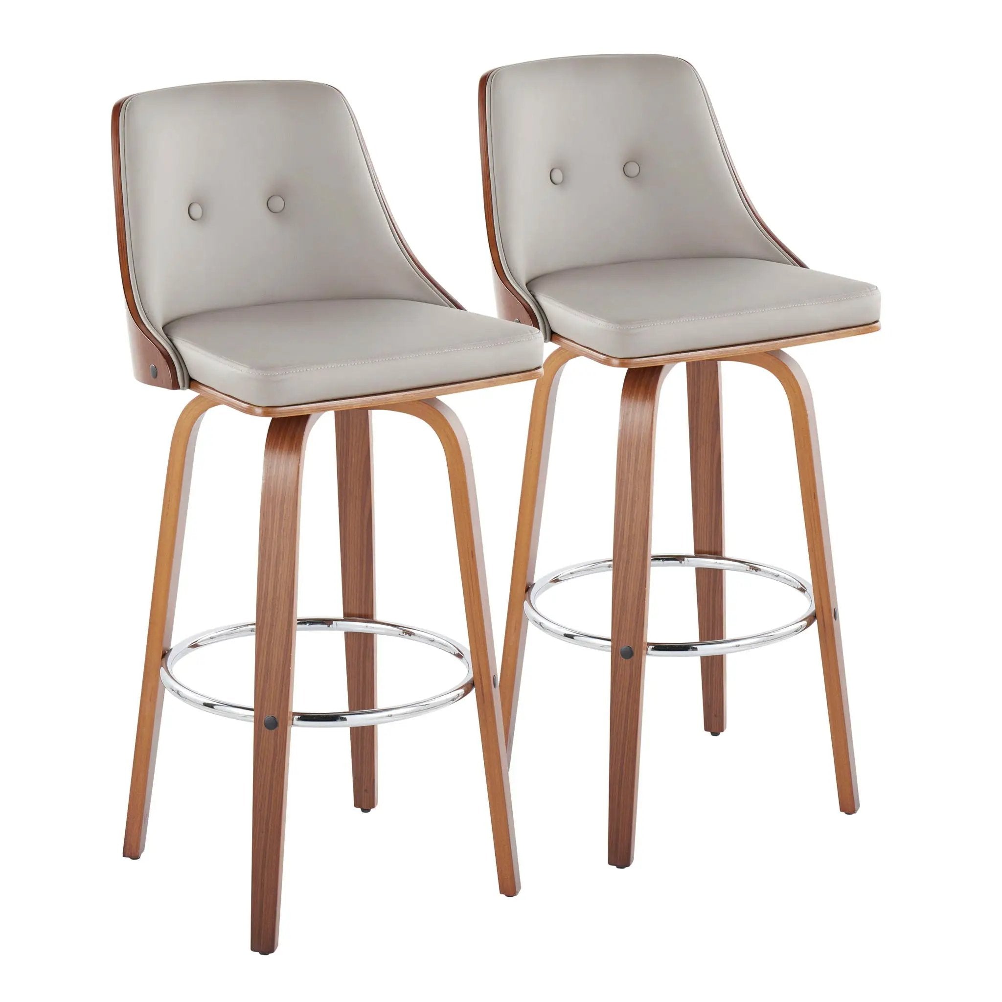 Gianna - Mid Century Modern Fixed Height Barstool With Swivel With Round Footrest (Set of 2) by Unique Piece Furniture