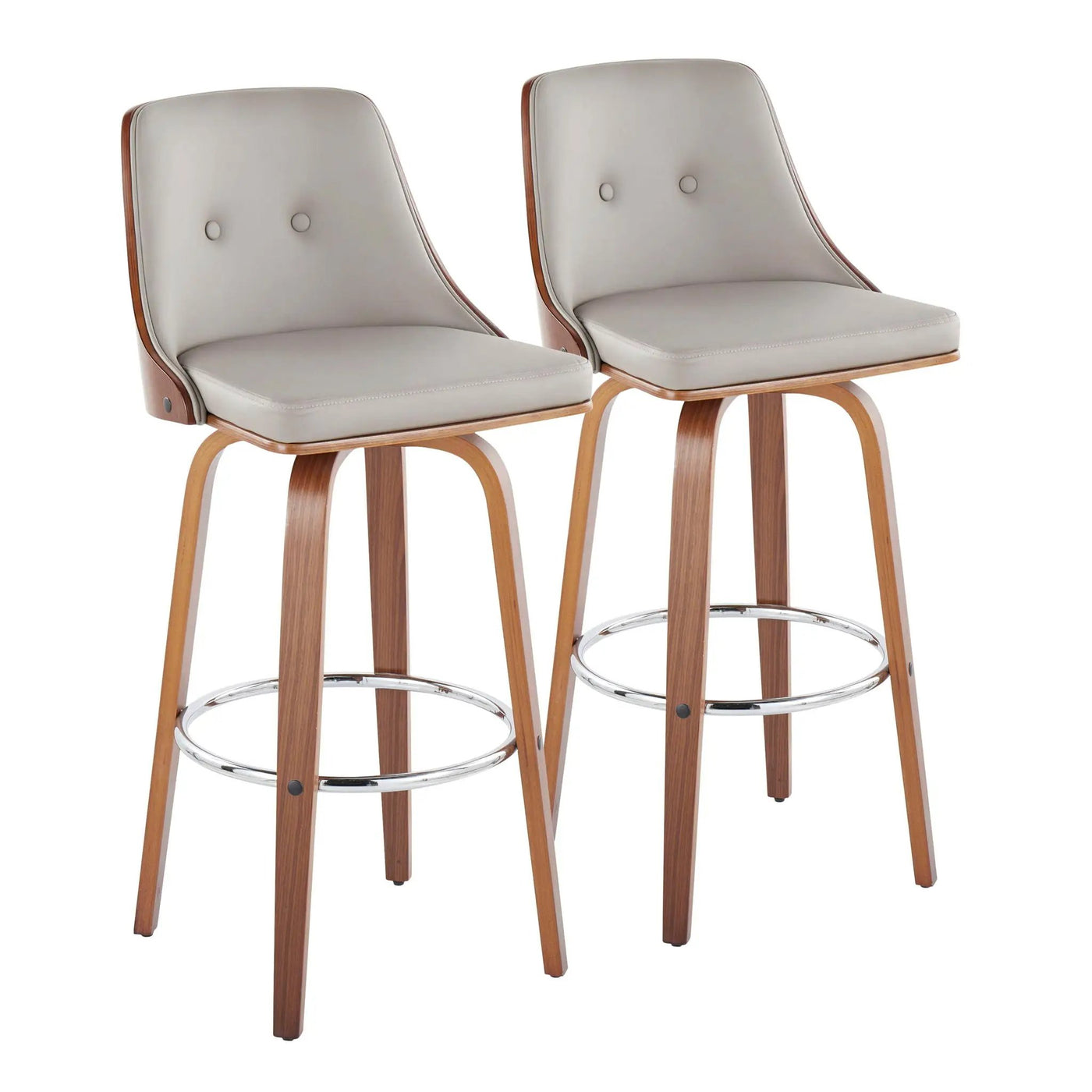 Gianna - Mid Century Modern Fixed Height Barstool With Swivel With Round Footrest (Set of 2) by HouseOfZazla