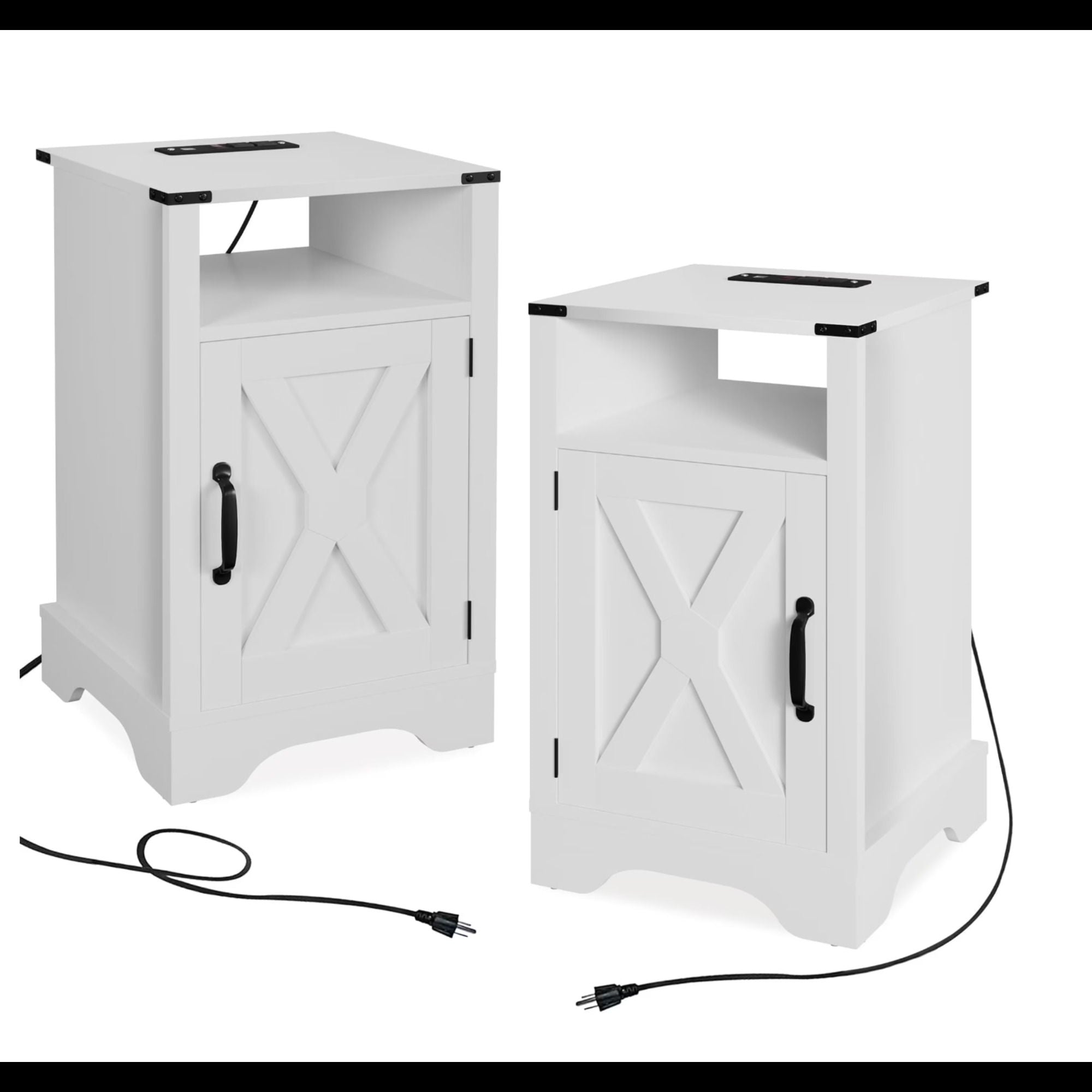 Farmhouse Nightstand, Charging Station & Storage by HouseOfZazla