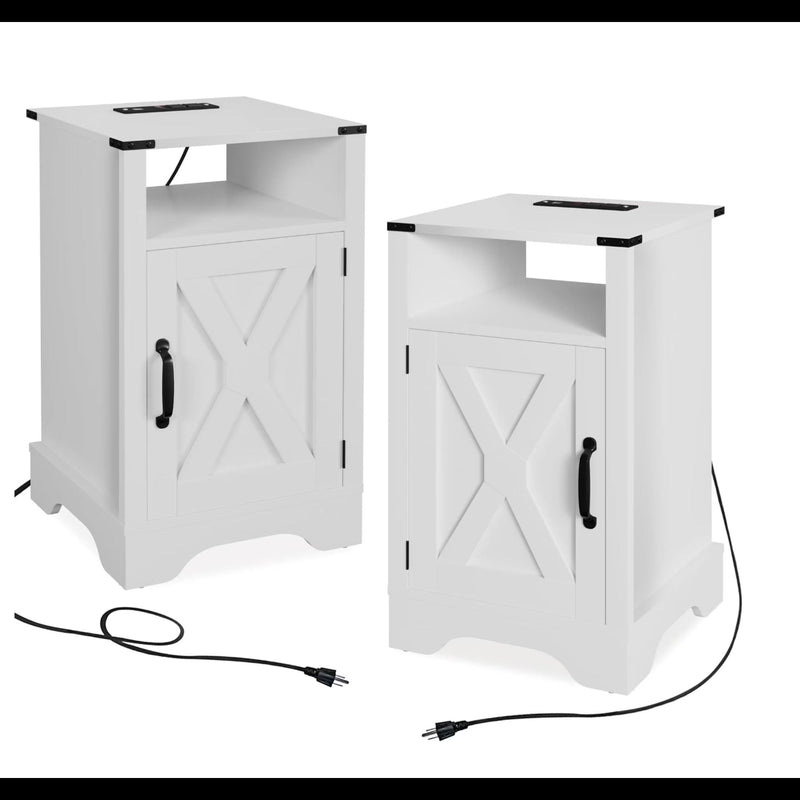 Farmhouse Nightstand, Charging Station & Storage by HouseOfZazla