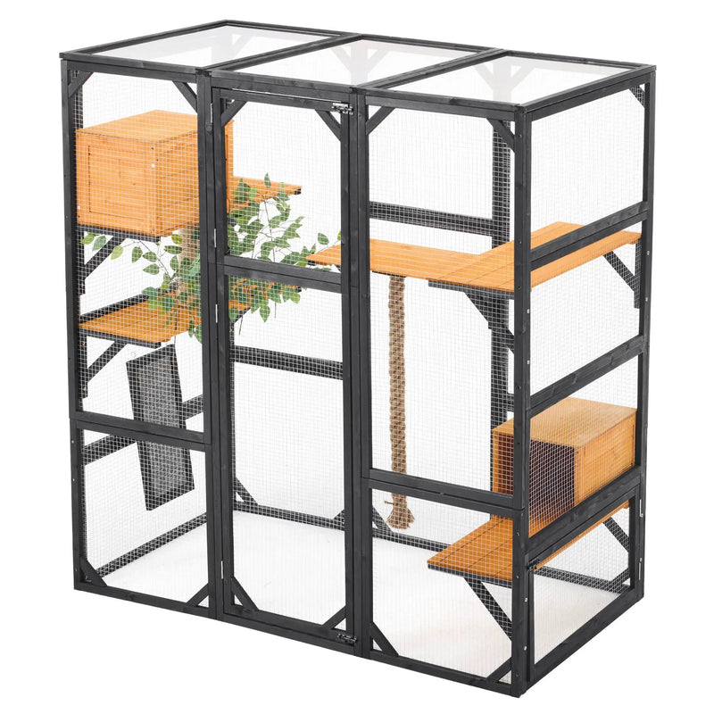 Outdoor Cat House, Diy Cat Enclosure Catio With Double Enter Doors by HouseOfZazla