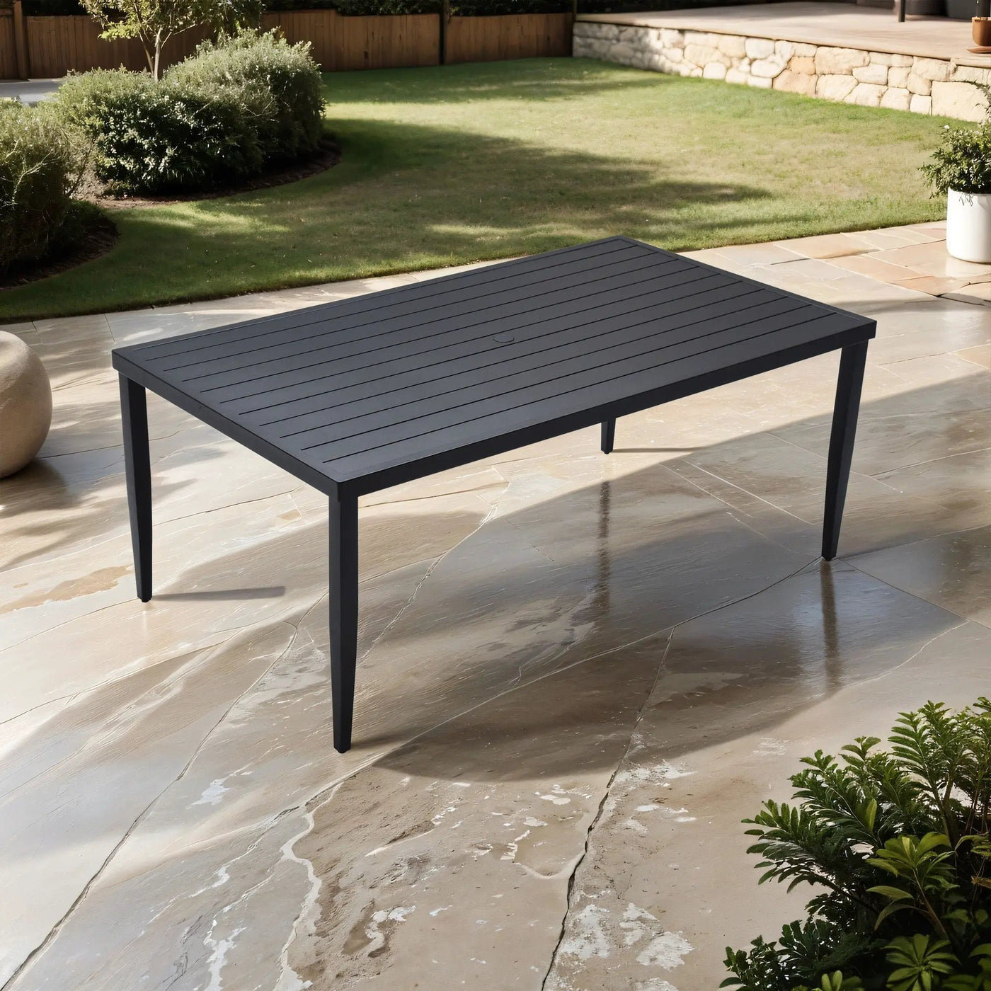 Outdoor Patio Dining Table With Tapered Feet & Umbrella Hole by Unique Piece Furniture