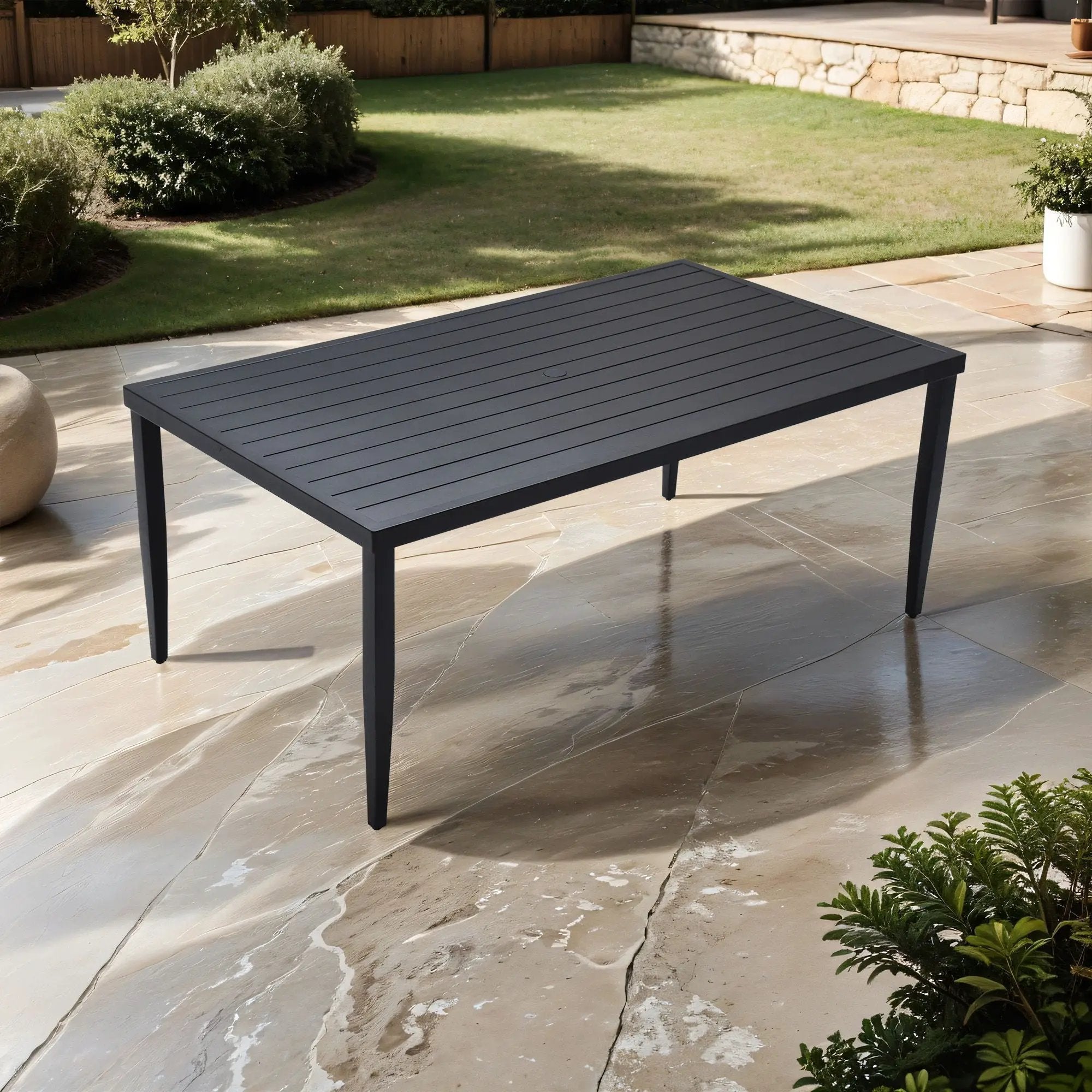 Outdoor Patio Dining Table With Tapered Feet & Umbrella Hole by Unique Piece Furniture