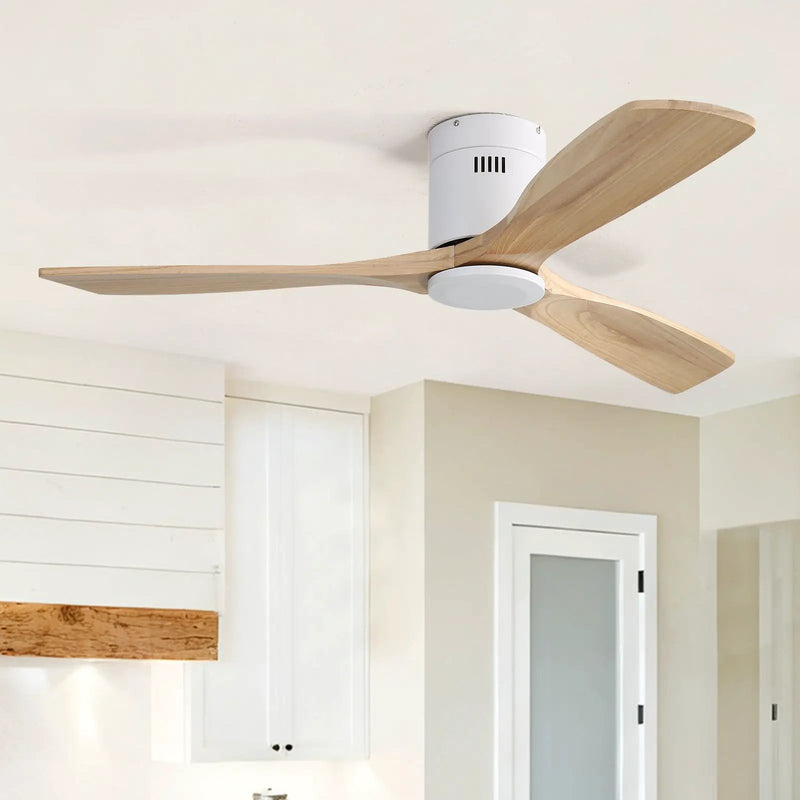 Low Profile Ceiling Fan DC, 3 Blade, Noiseless Reversible Motor, Remote Control by Unique Piece Furniture