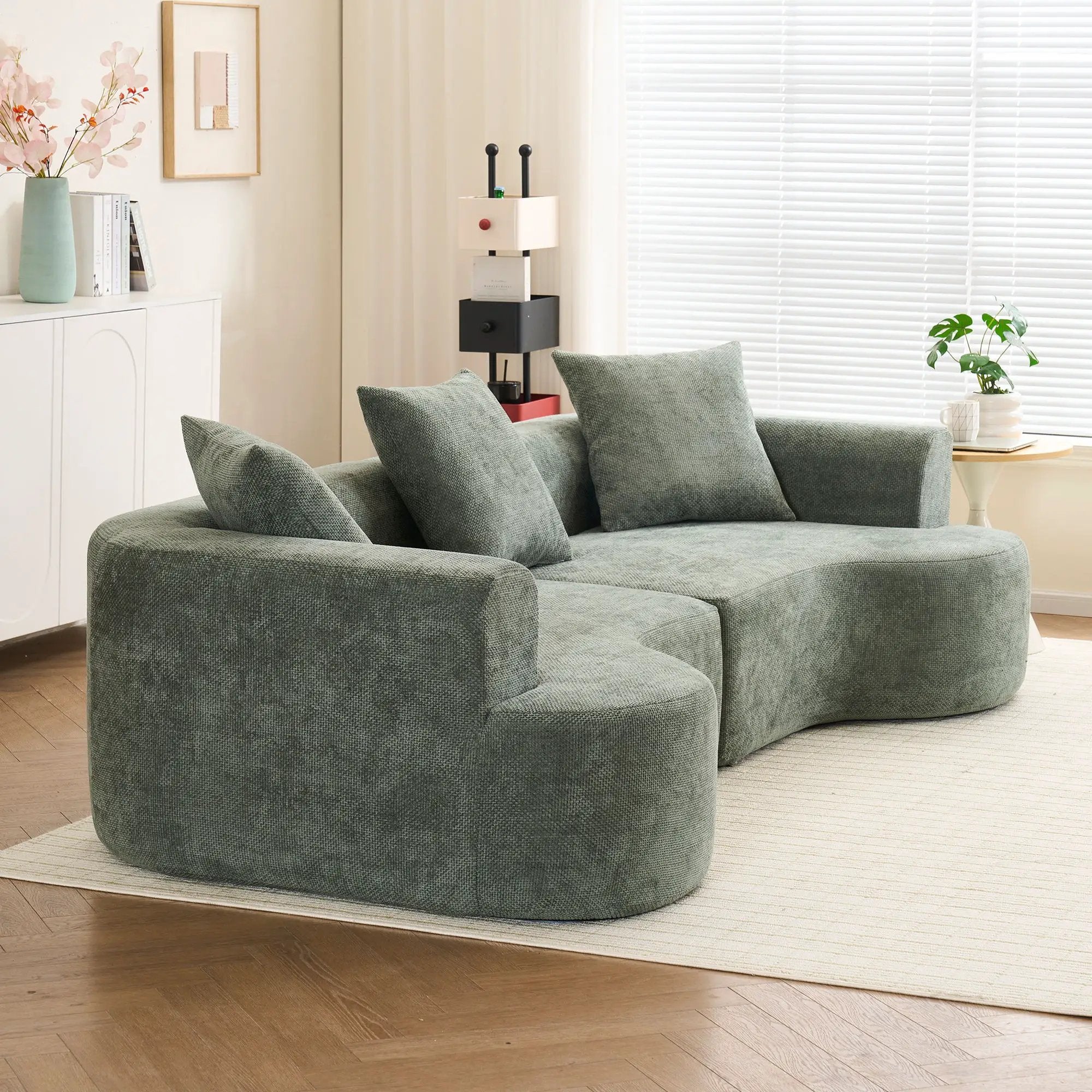 Modern Style Ultra Smooth Curved Sofa With 3 Pillows by HouseOfZazla