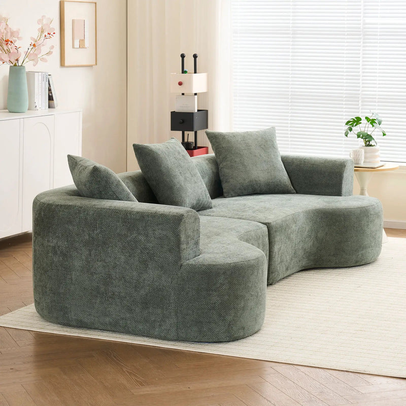 Modern Style Ultra Smooth Curved Sofa With 3 Pillows by HouseOfZazla