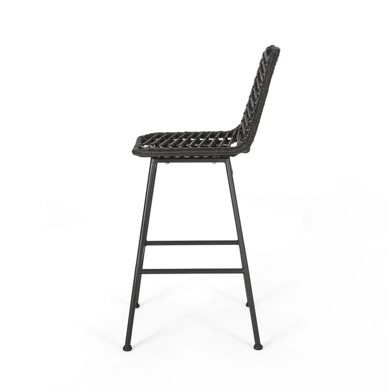 Sawtelle Outdoor Wicker Barstools (Set of 2) by HouseOfZazla