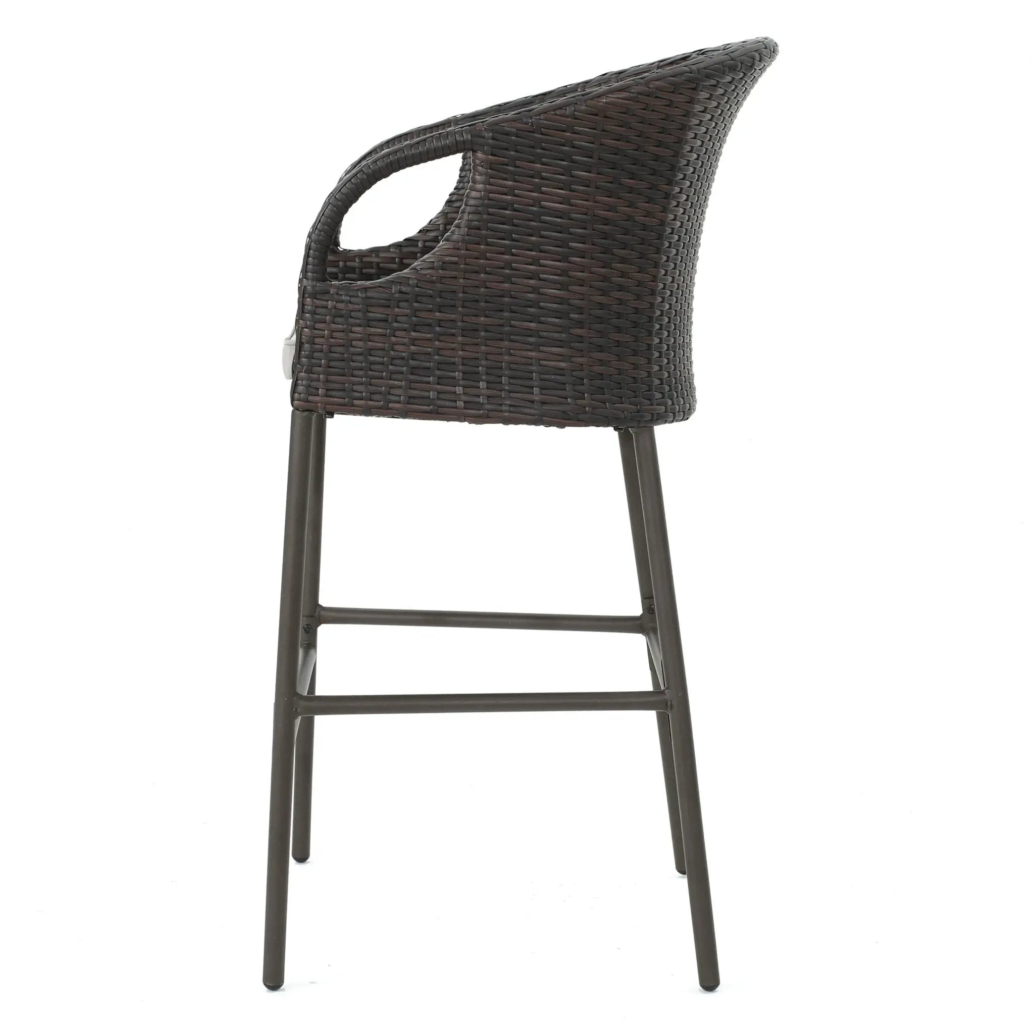 Outdoor 31" Rattan Barstools With Waterproof Cushions (Set of 2) - Multi Brown by HouseOfZazla