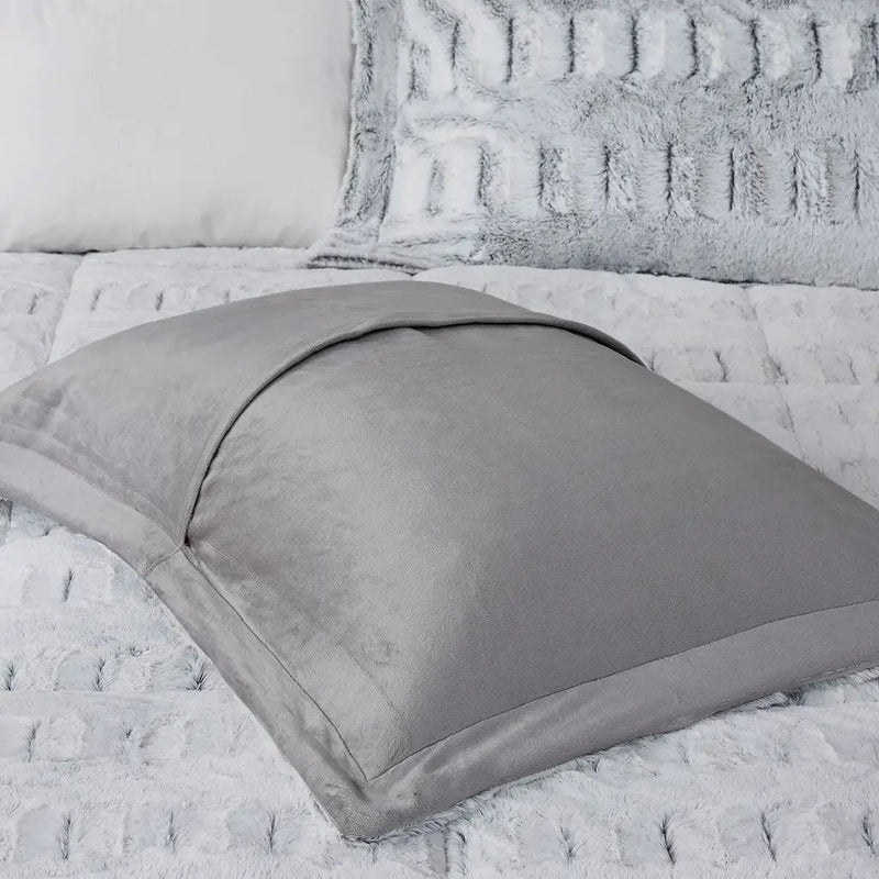 Full/Queen Back Print Long Fur Comforter Mini Set by HouseOfZazla