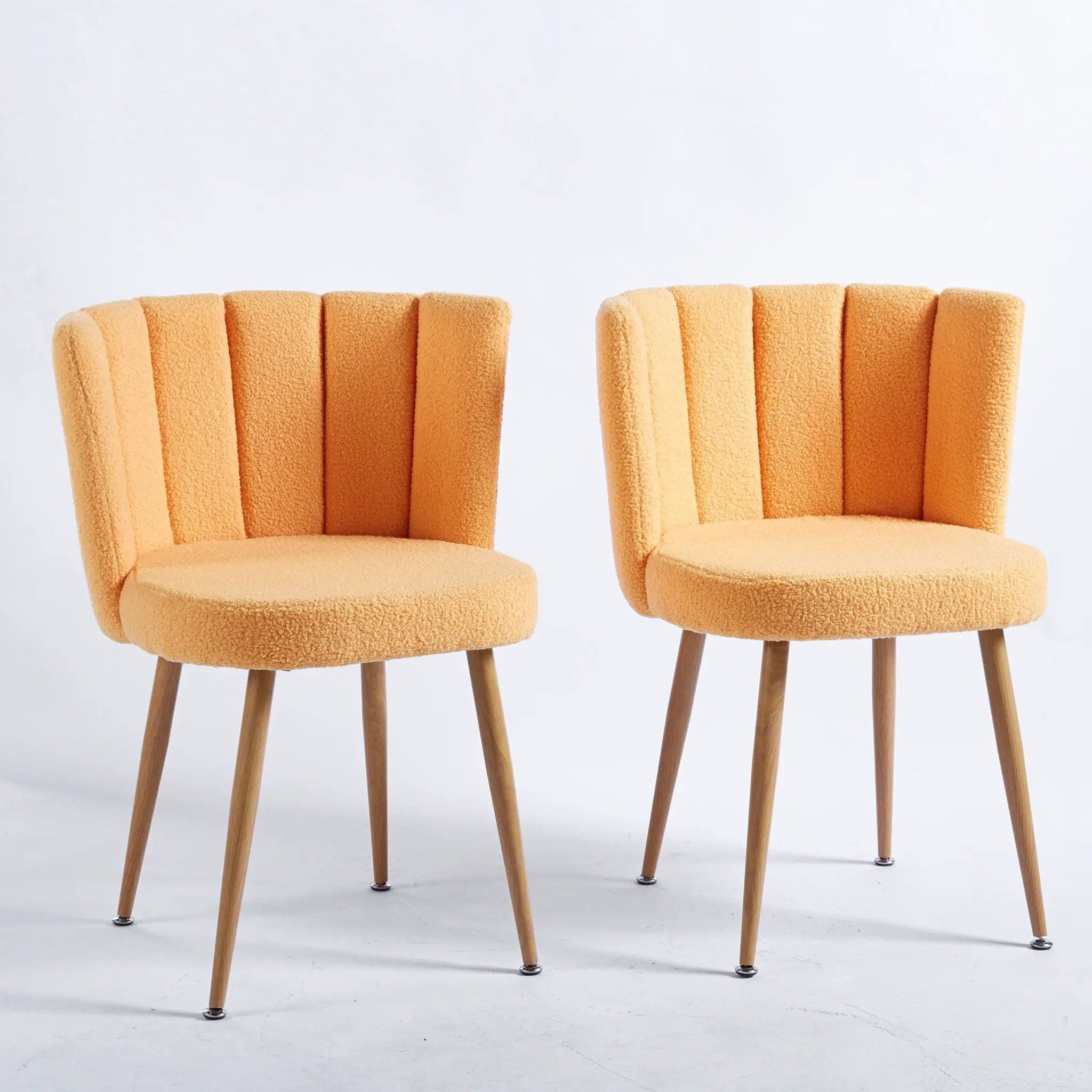 Modern Dining Chair (Set of 2) With Iron Tube Wood Color Legs, Shorthair Cushions And Comfortable Backrest, Suitable For Dining Room, Living Room, Cafe, Simple Structure by HouseOfZazla