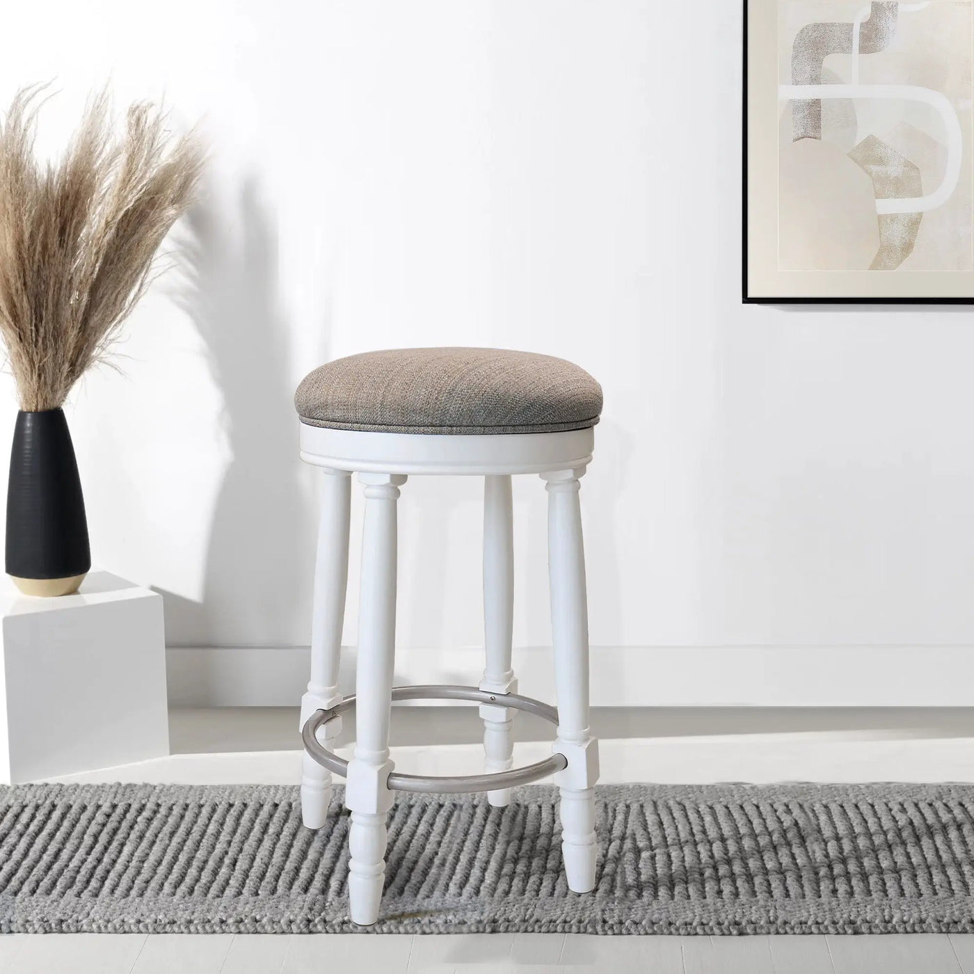 360° Swivel Wooden Barstools With Upholstered Seat, Counter Height (Set of 2) by Unique Piece Furniture