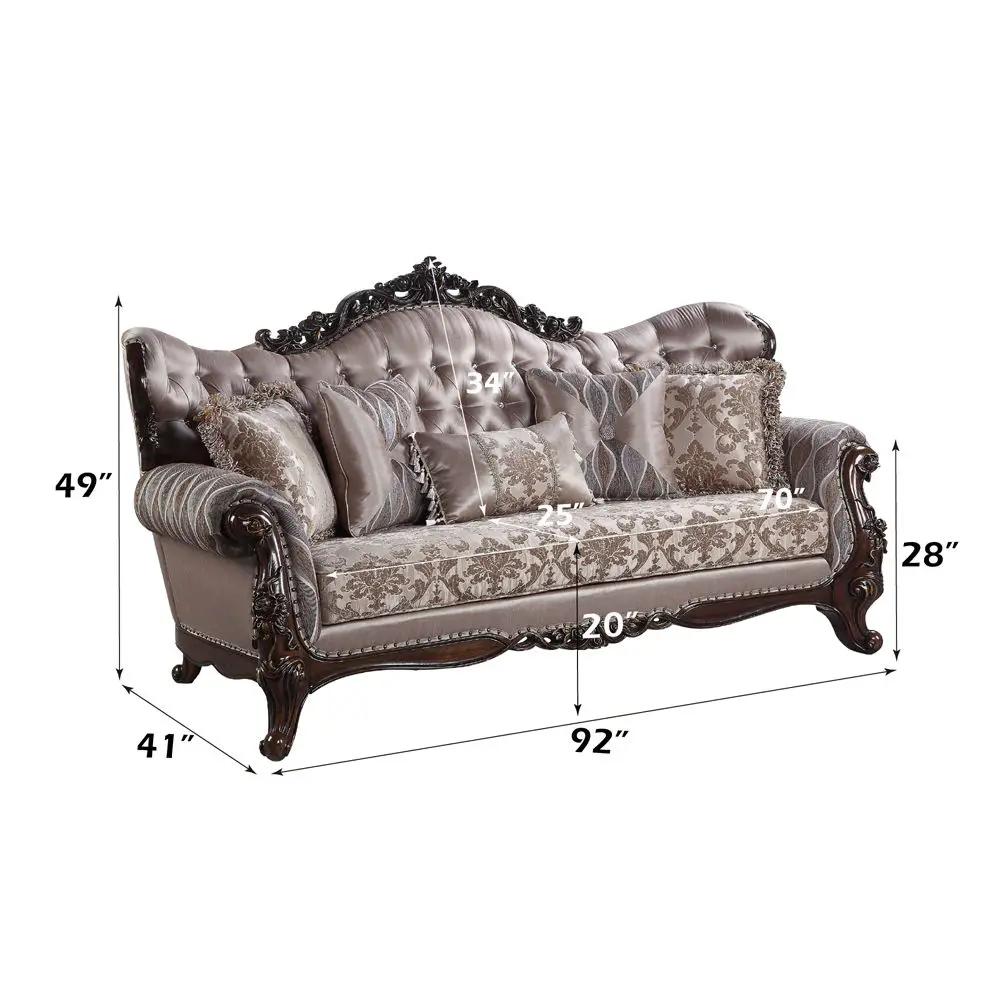 Benbek - Sofa With 5 Pillows - Fabric & Antique Oak by Unique Piece Furniture