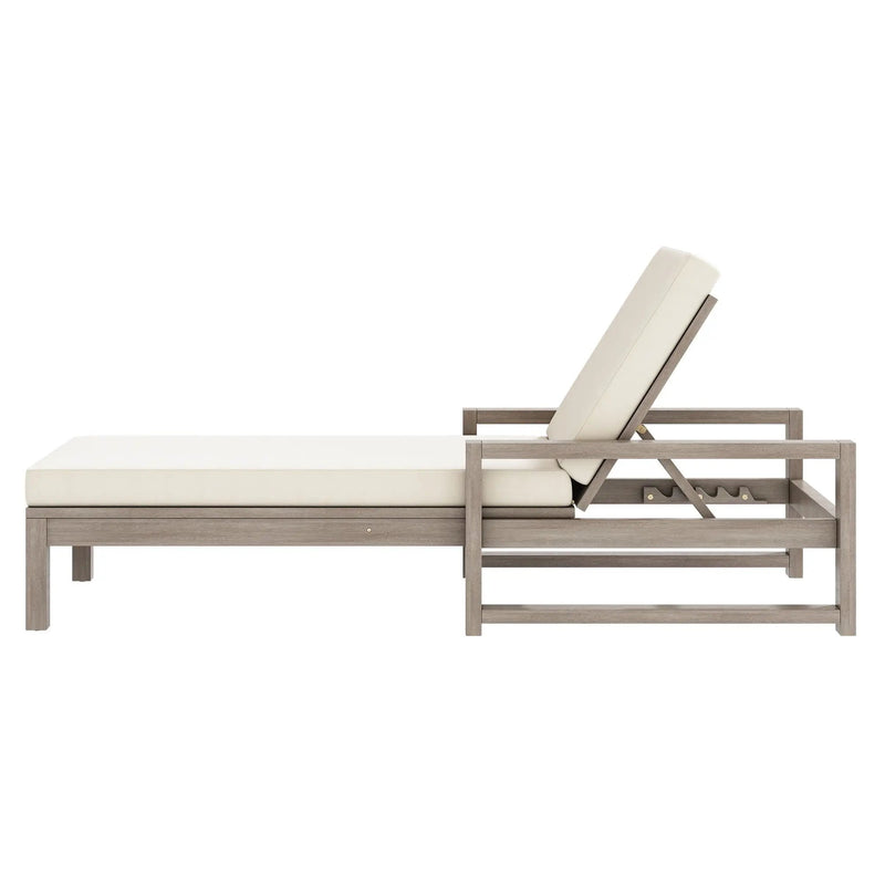 Outdoor Lounge Chairs, 5 Position Chaise Lounge With Adjustable Backrest (Set of 2) - Gray by HouseOfZazla