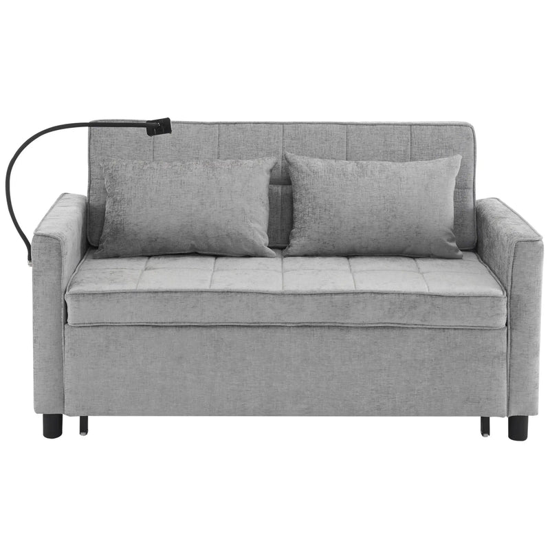 Pull-Out Sleeper Sofa With Reversible Backrest Cushion, Side Pockets, 2 USB Ports And A Phone Holder For Living Room by HouseOfZazla