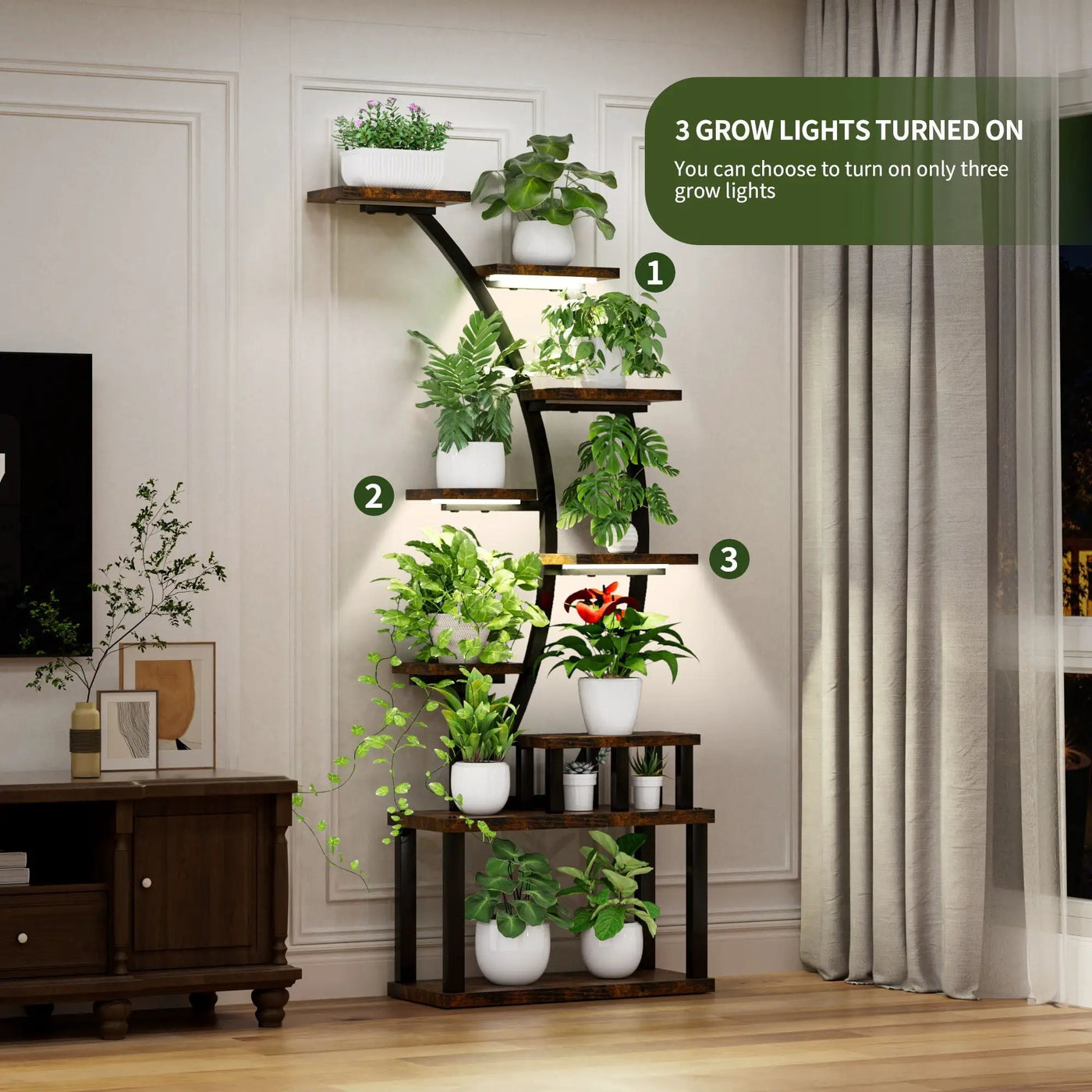 9 Tiered Indoor Plant Stand With 5 Adjustable Grow Lights by HouseOfZazla