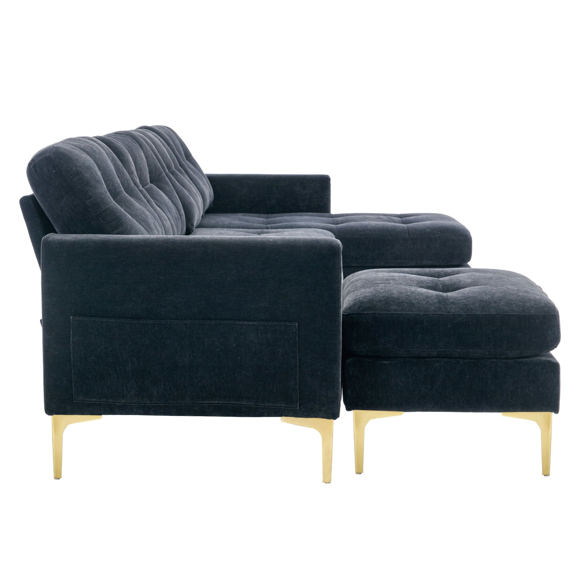 Modern L - Shape Convertible Sectional Sofa With Movable Ottoman by HouseOfZazla