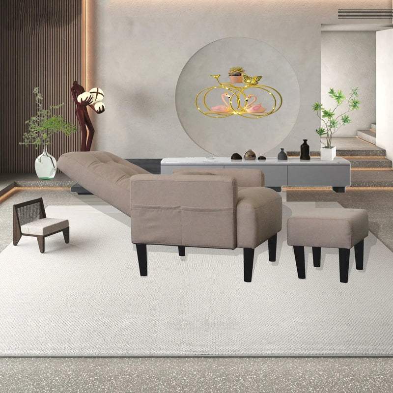 Living Room Sofa Single Chair And Ottoman, Modern Multi-Function Fabric Living Room Sofa Lounge Chair Bed And Stool. Soft Leisure Single Chair Adjustable Into 5 Angles With Sofa Bed by HouseOfZazla