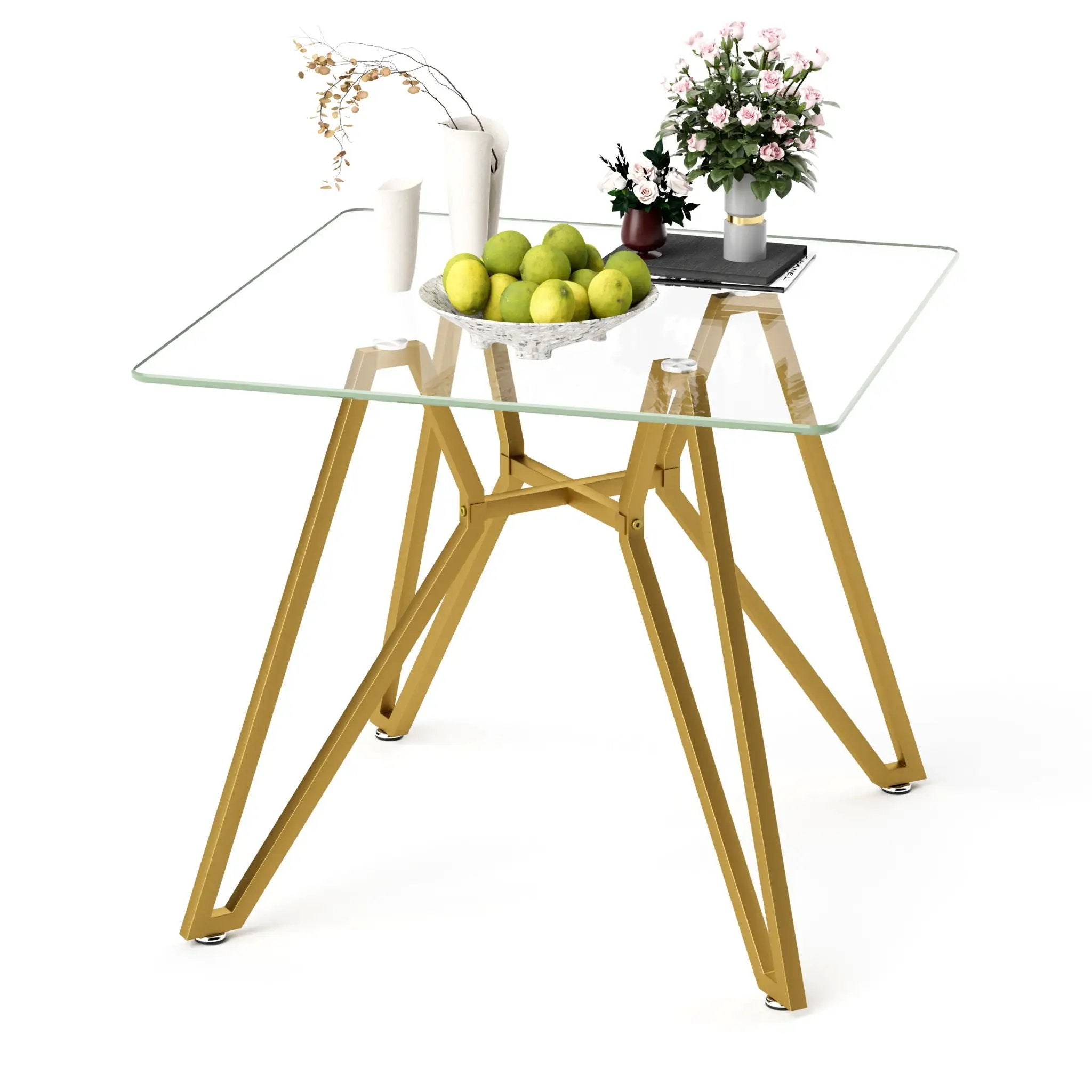Modern Glass Dining Table With Metal Legs by Unique Piece Furniture